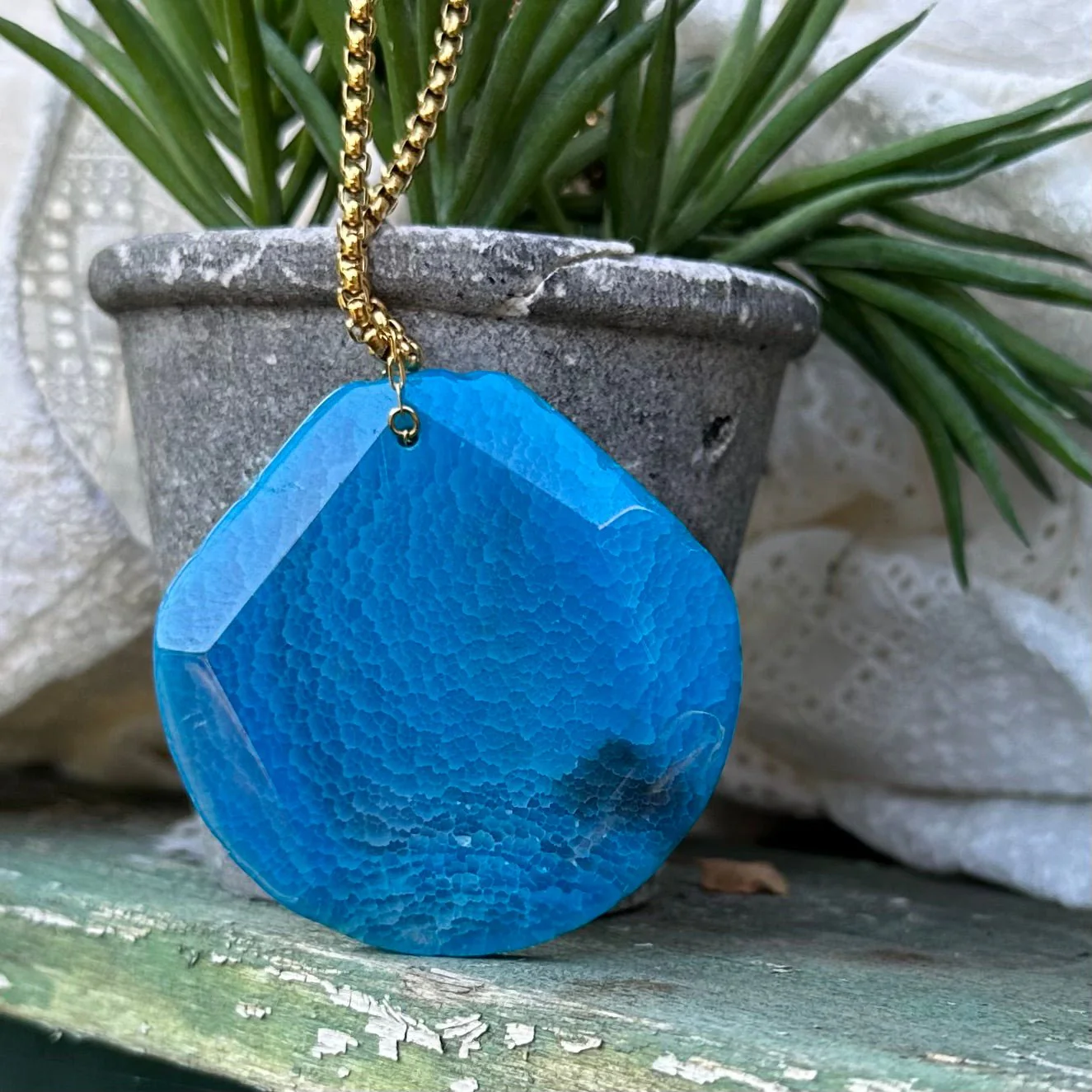 Collier Harmonie -  agathe bleu profond