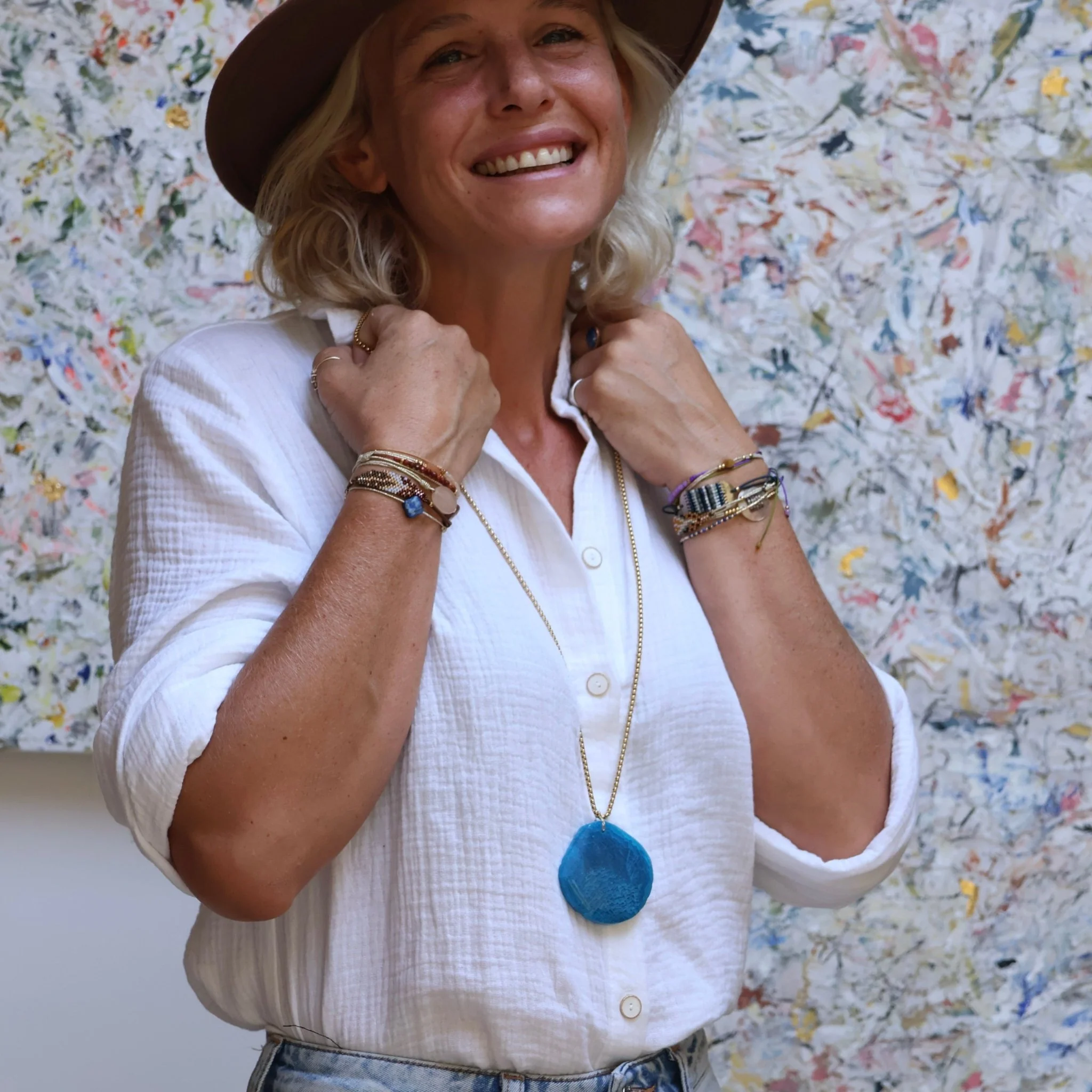 Collier Harmonie -  agathe bleu profond - Image 3