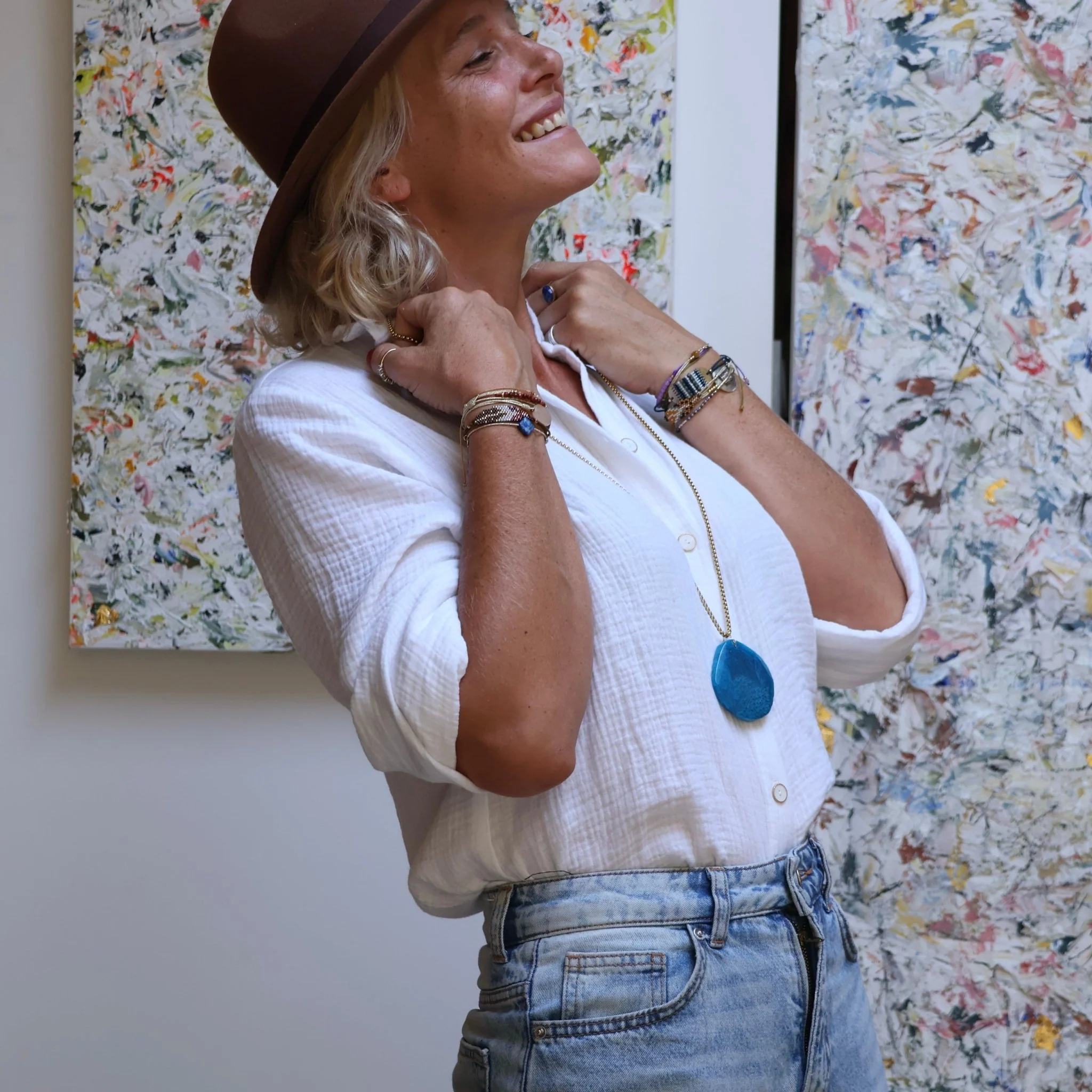 Collier Harmonie -  agathe bleu profond - Image 5