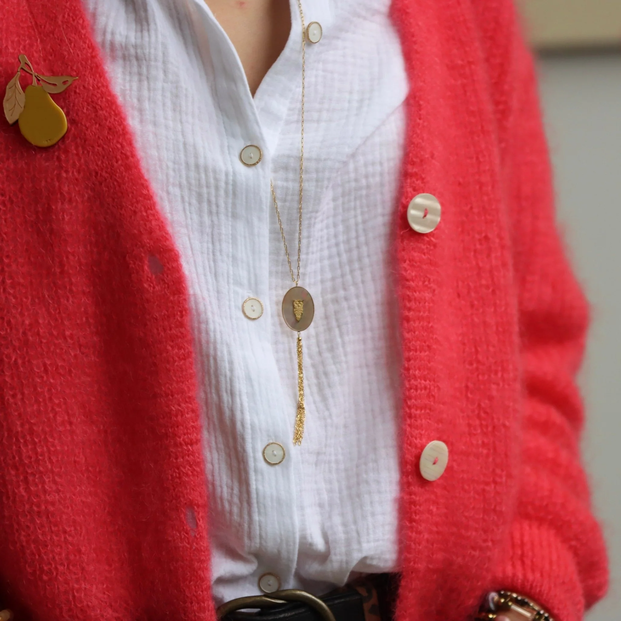 Collier Hibou nacre - Image 3