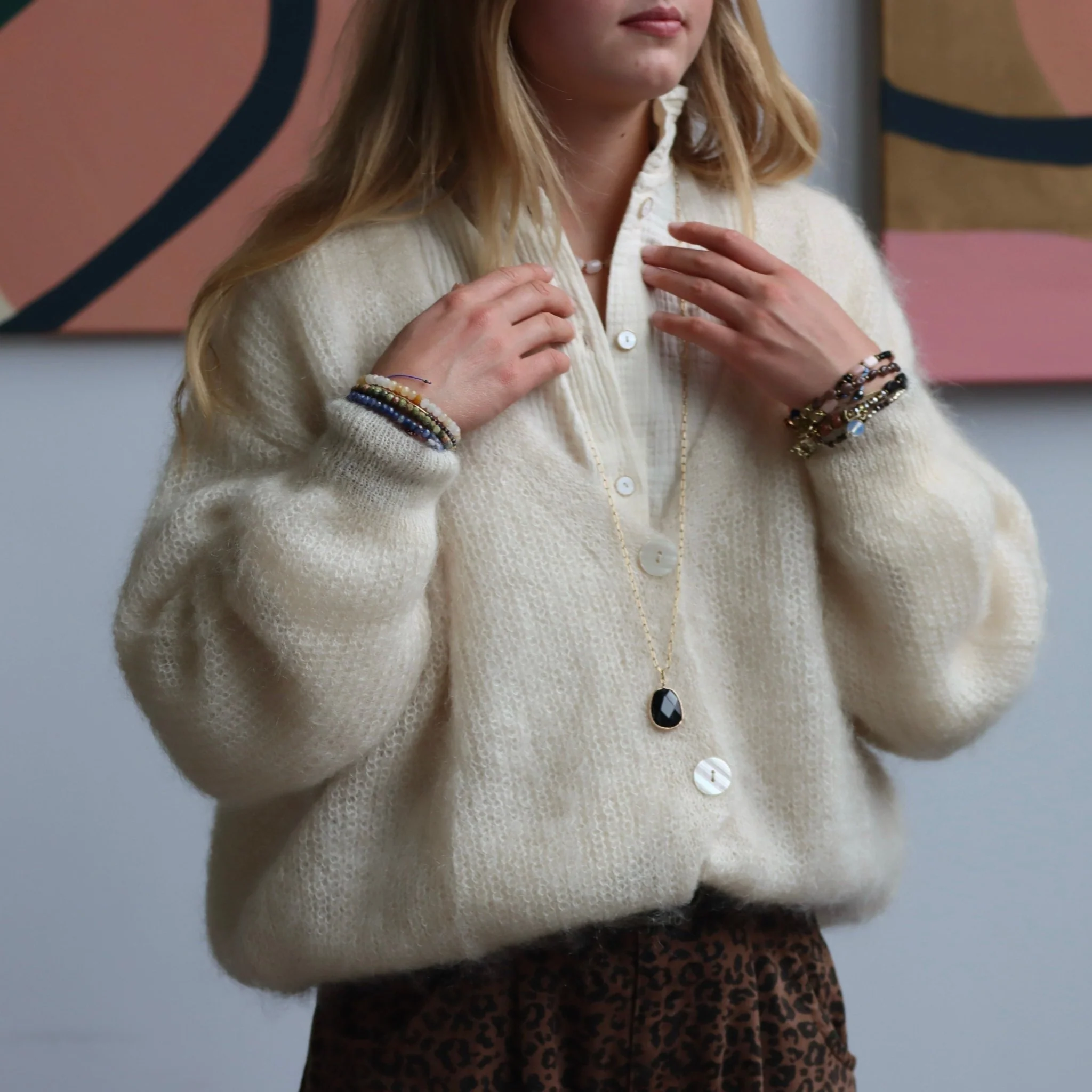 Collier Pétale agathe noire - Image 4