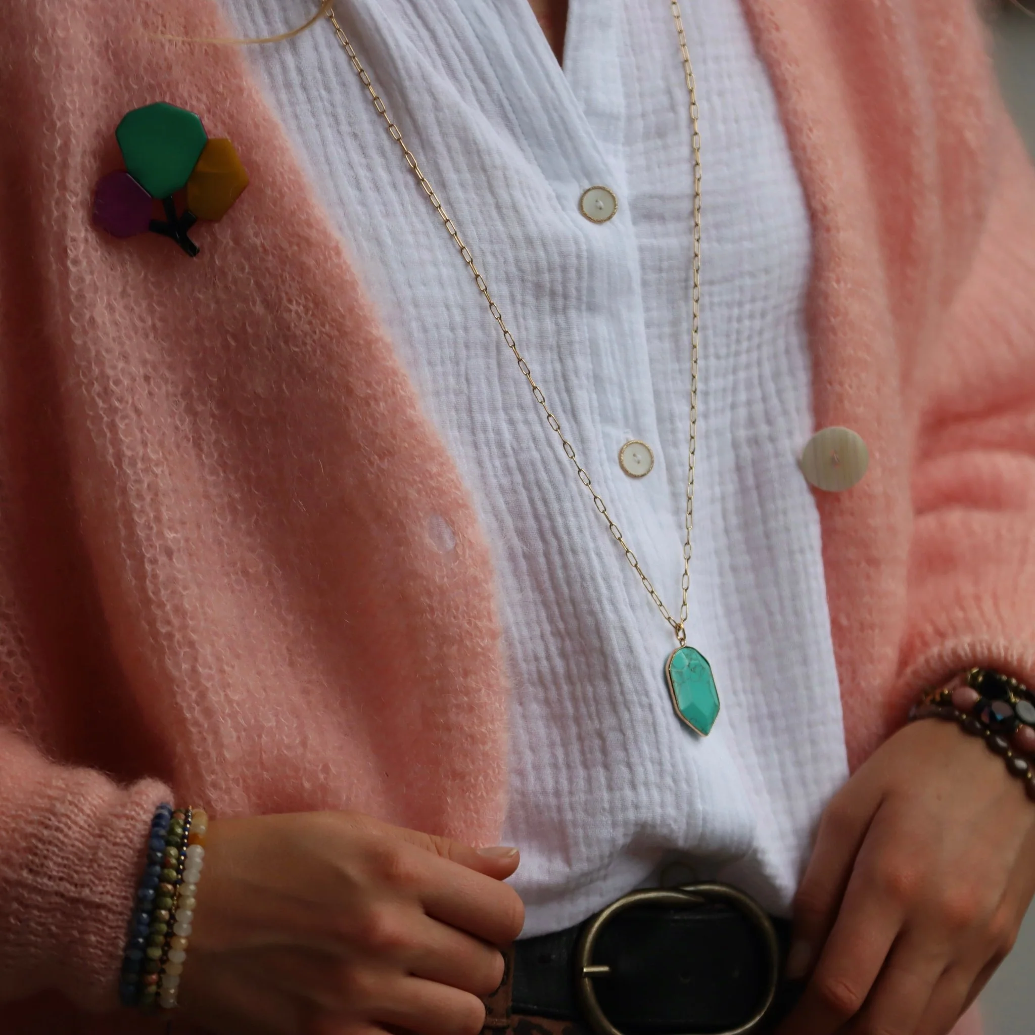 Collier Pétale turquoise - Image 2