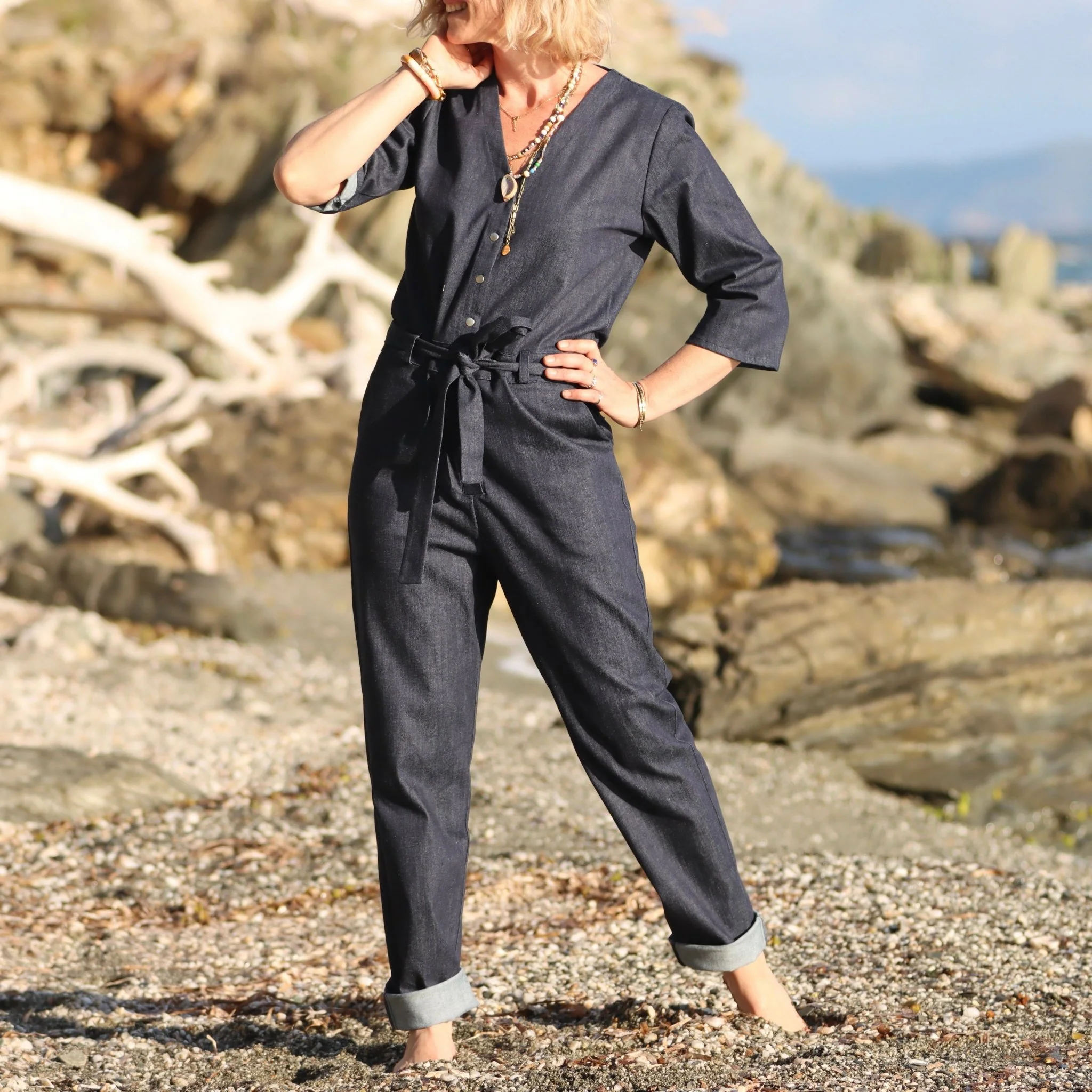 Combinaison Erika jean de coton bleu lourd