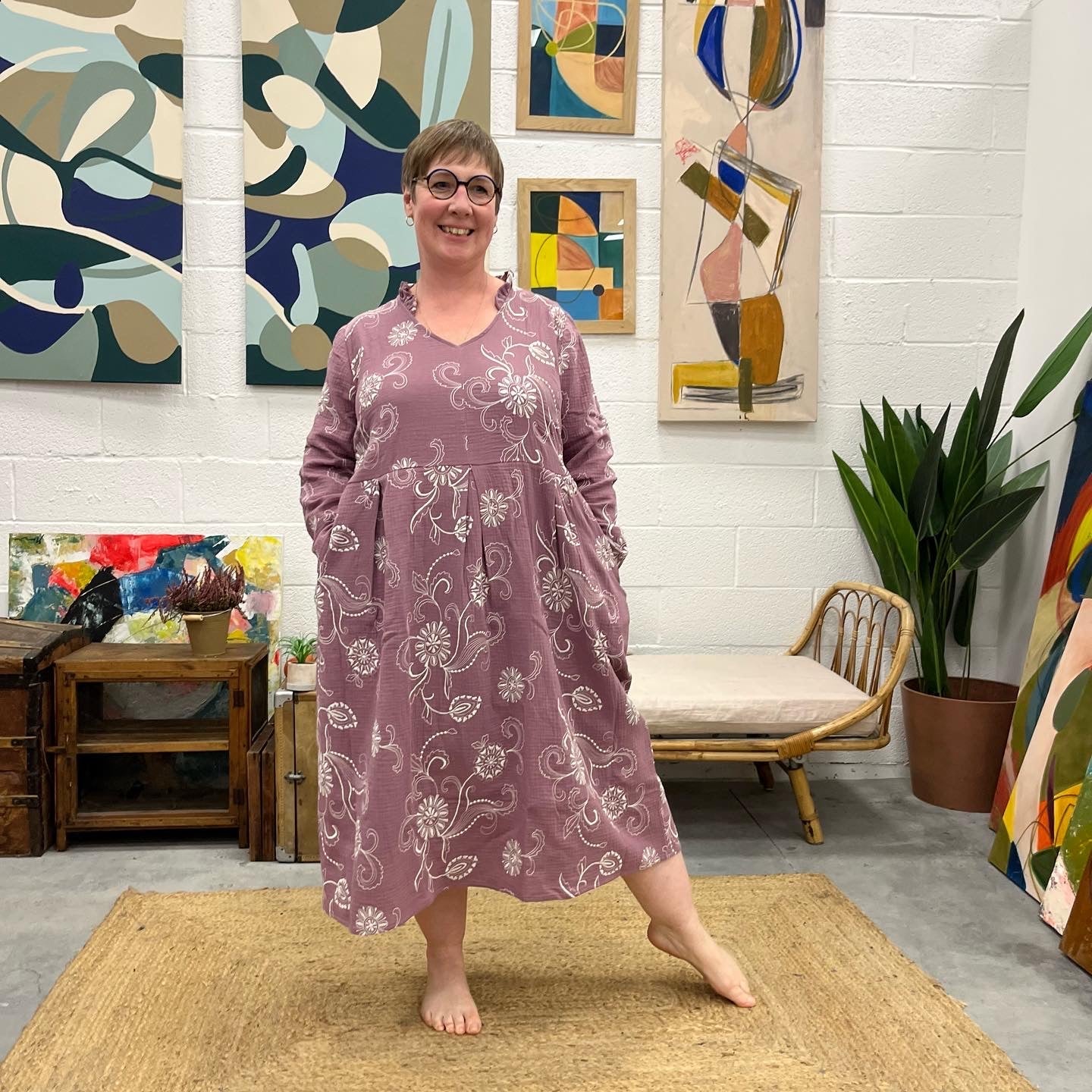 Robe Aria - viscose imprimé rouge crépuscule - Image 8