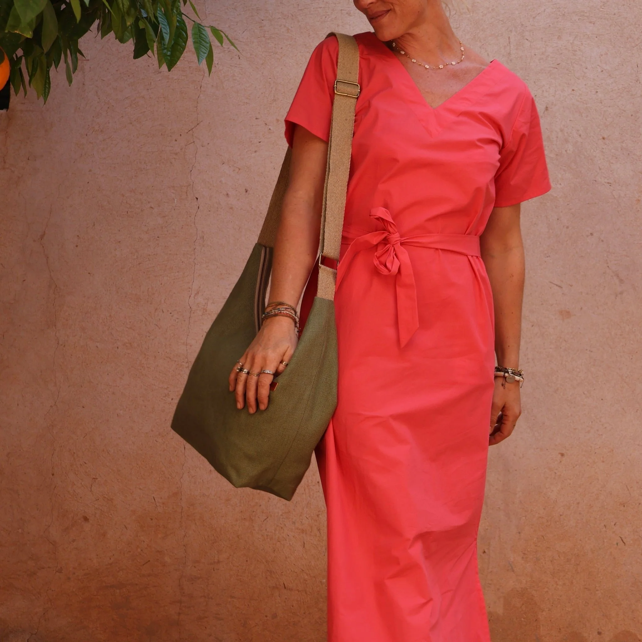 Robe Manelle  - popeline de coton grenade - Image 8