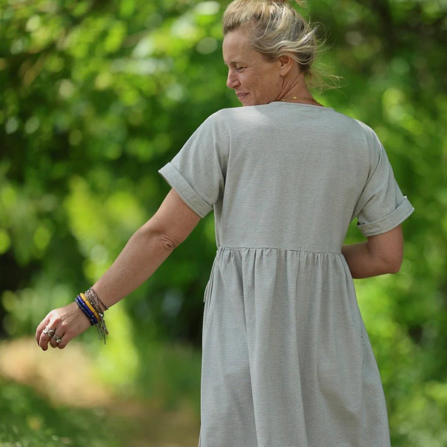 Robe Charline – Rayure coton Amiral marine - Image 3