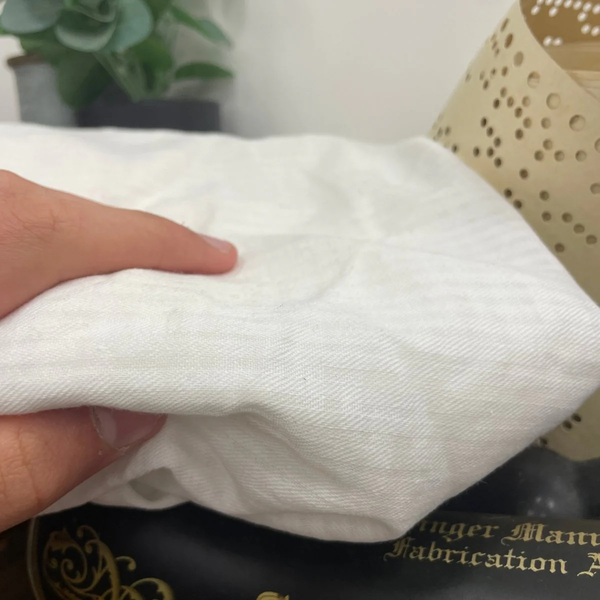 coupon - armuré de coton bio blanc 200x130-F23 - Image 2