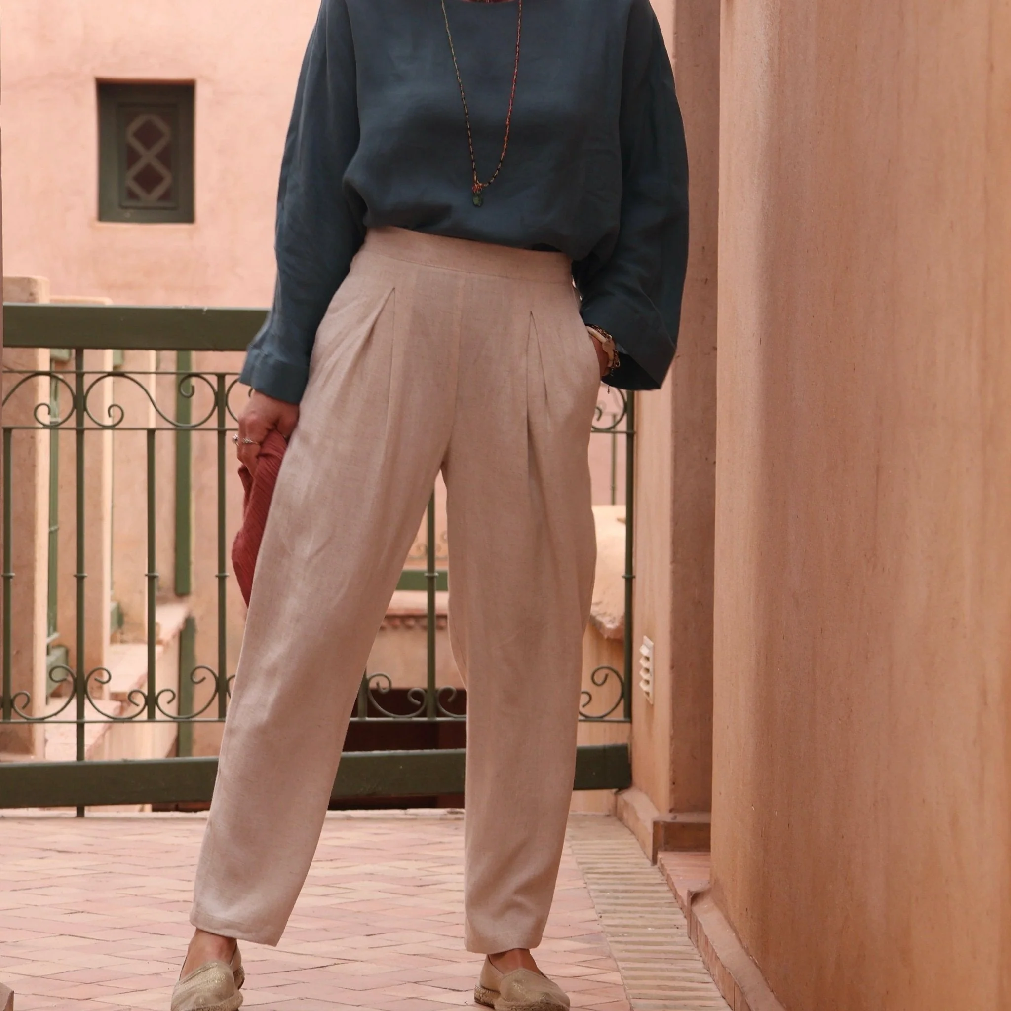 Coupon - viscose/lin ficelle (B55) - Image 2