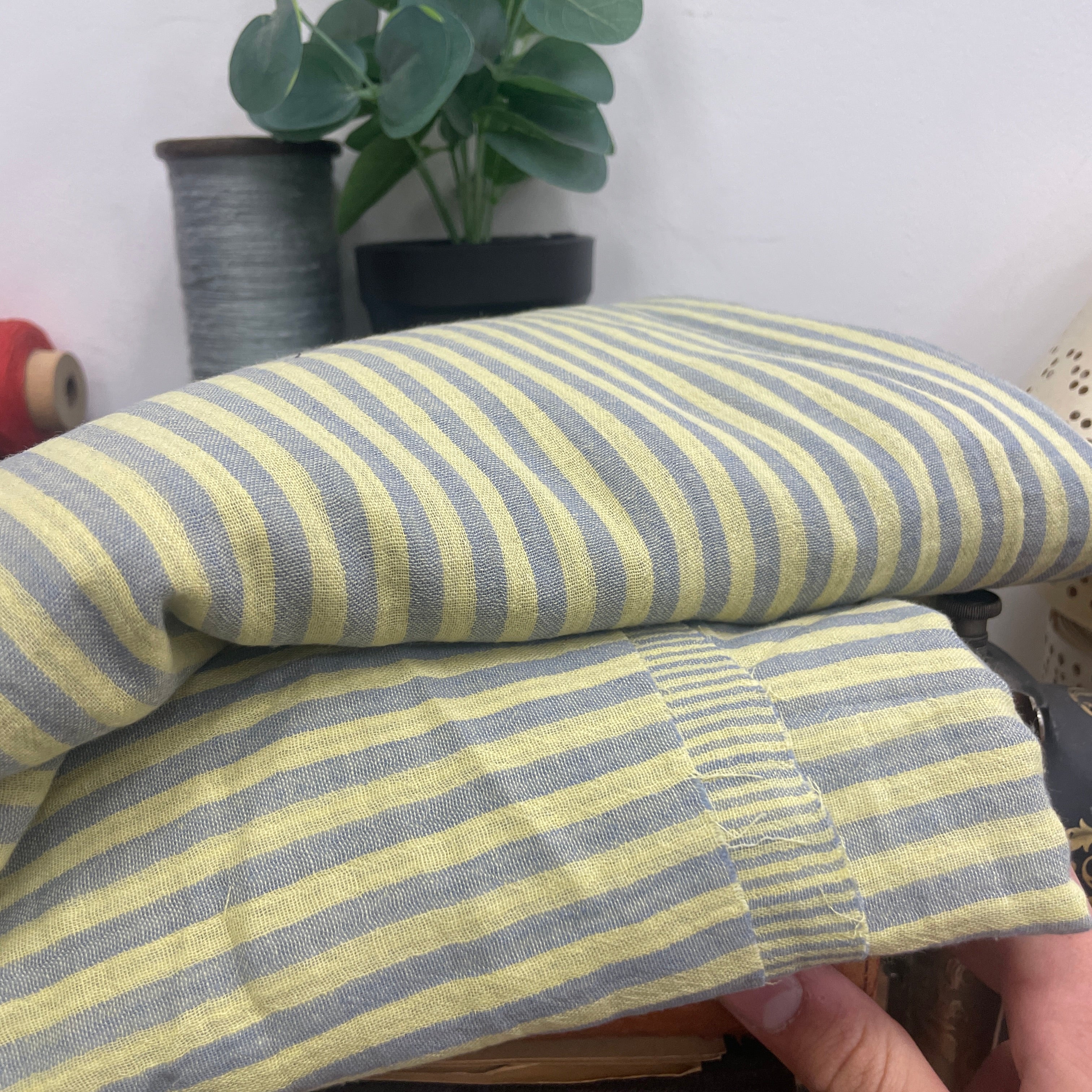 Coupon - double gaze de coton rayé / faces différentes 180x140-D24