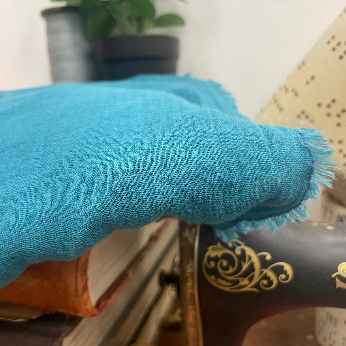 coupon - double gaz de coton turquoisen 120x145-C50