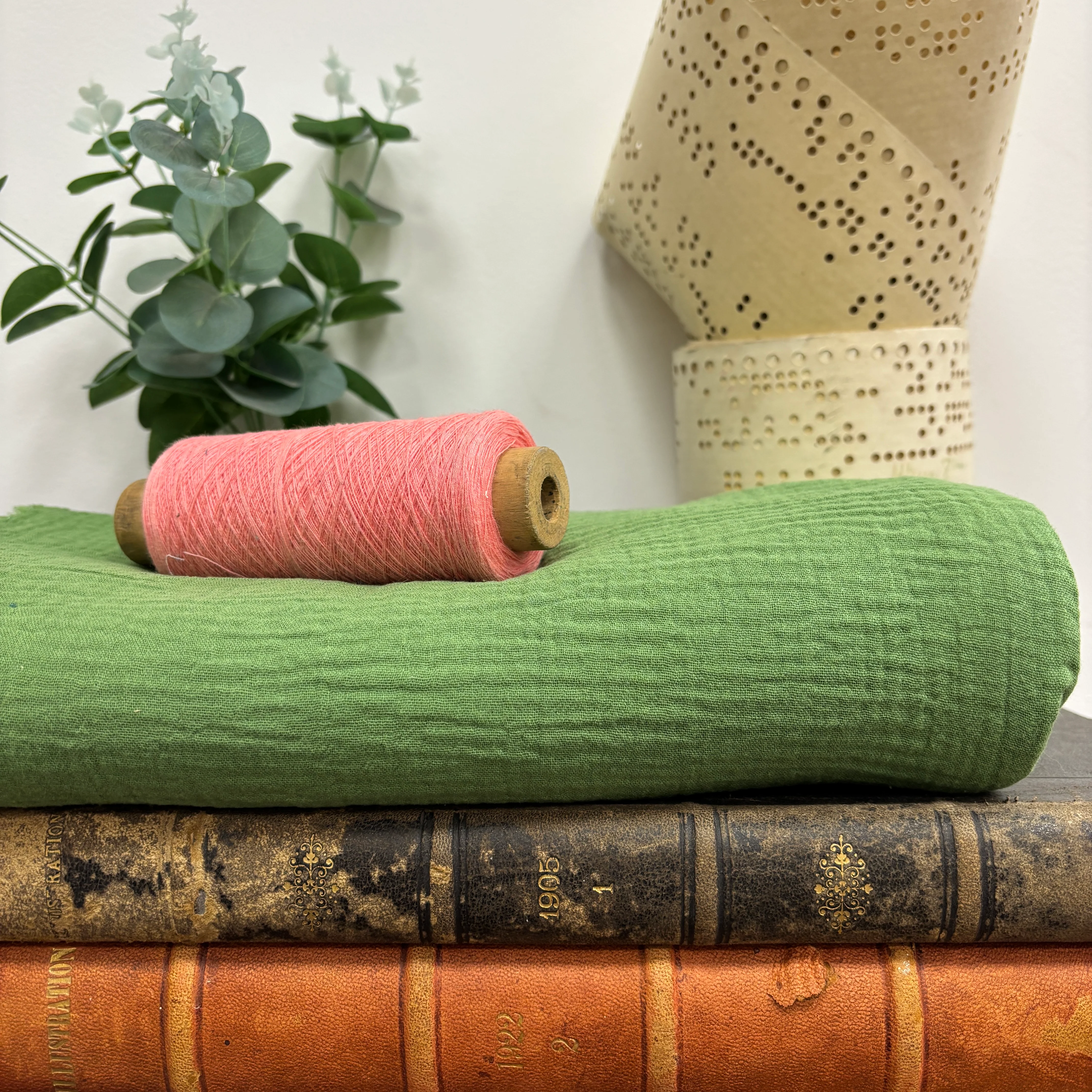 Coupon - double gaze de coton vert 150cm de laize - E45