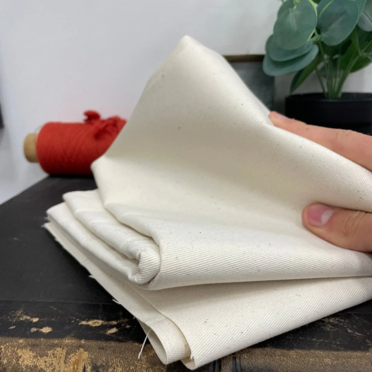 coupon - toile coton blanc cassé 150x150-E33 - Image 2