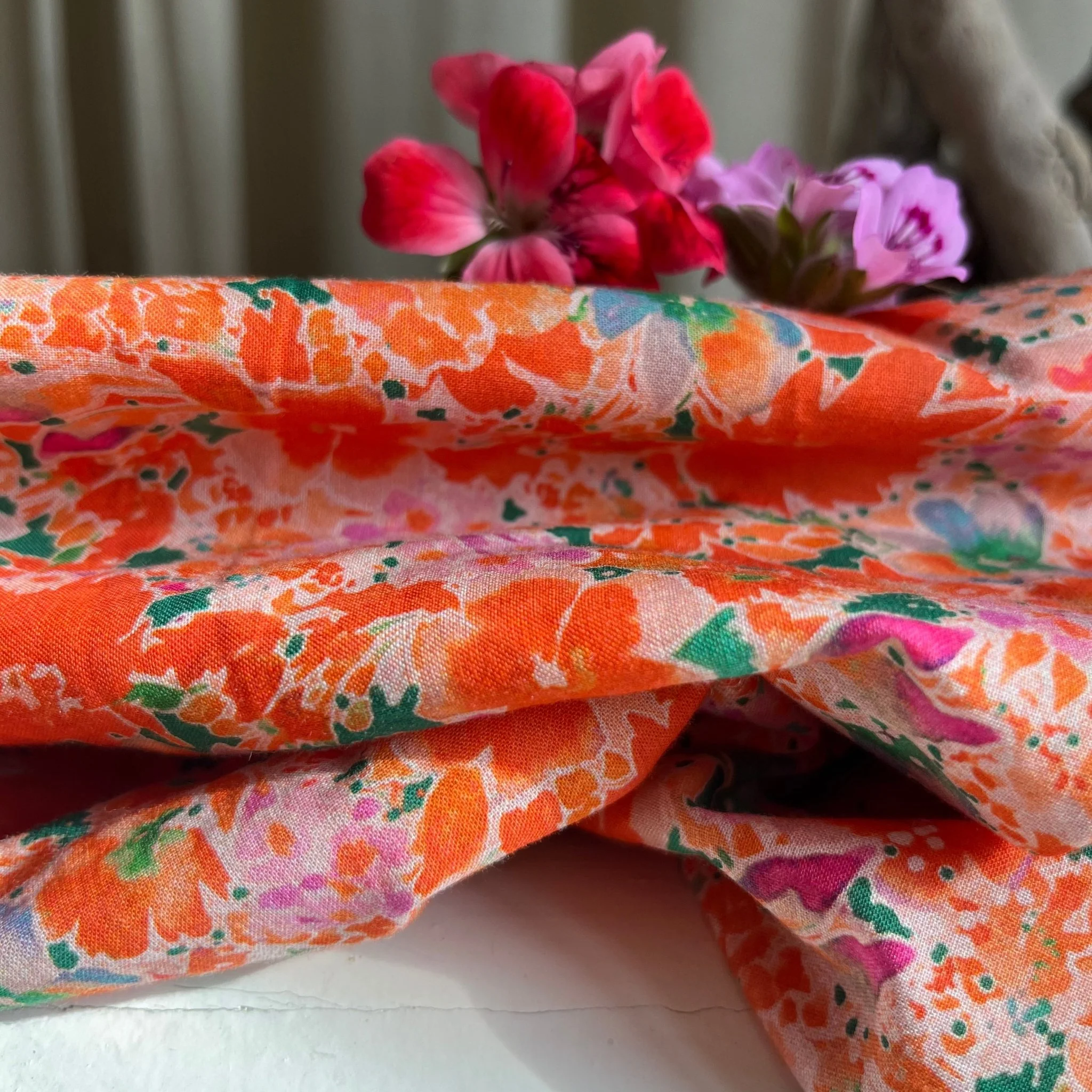 Coupon - voile de coton fleurs de Palawan 130x360 (B5) - Image 3