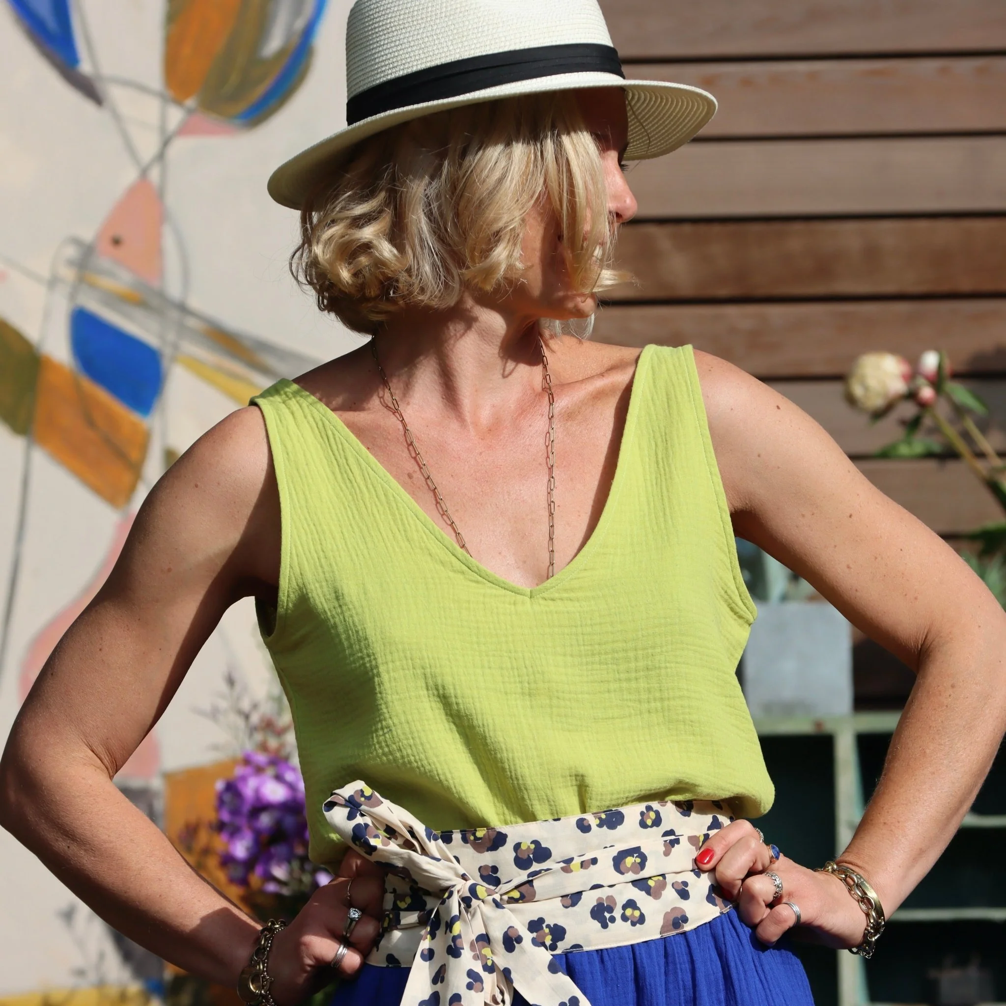 Débardeur Félicie - Double gaze de coton citron vert