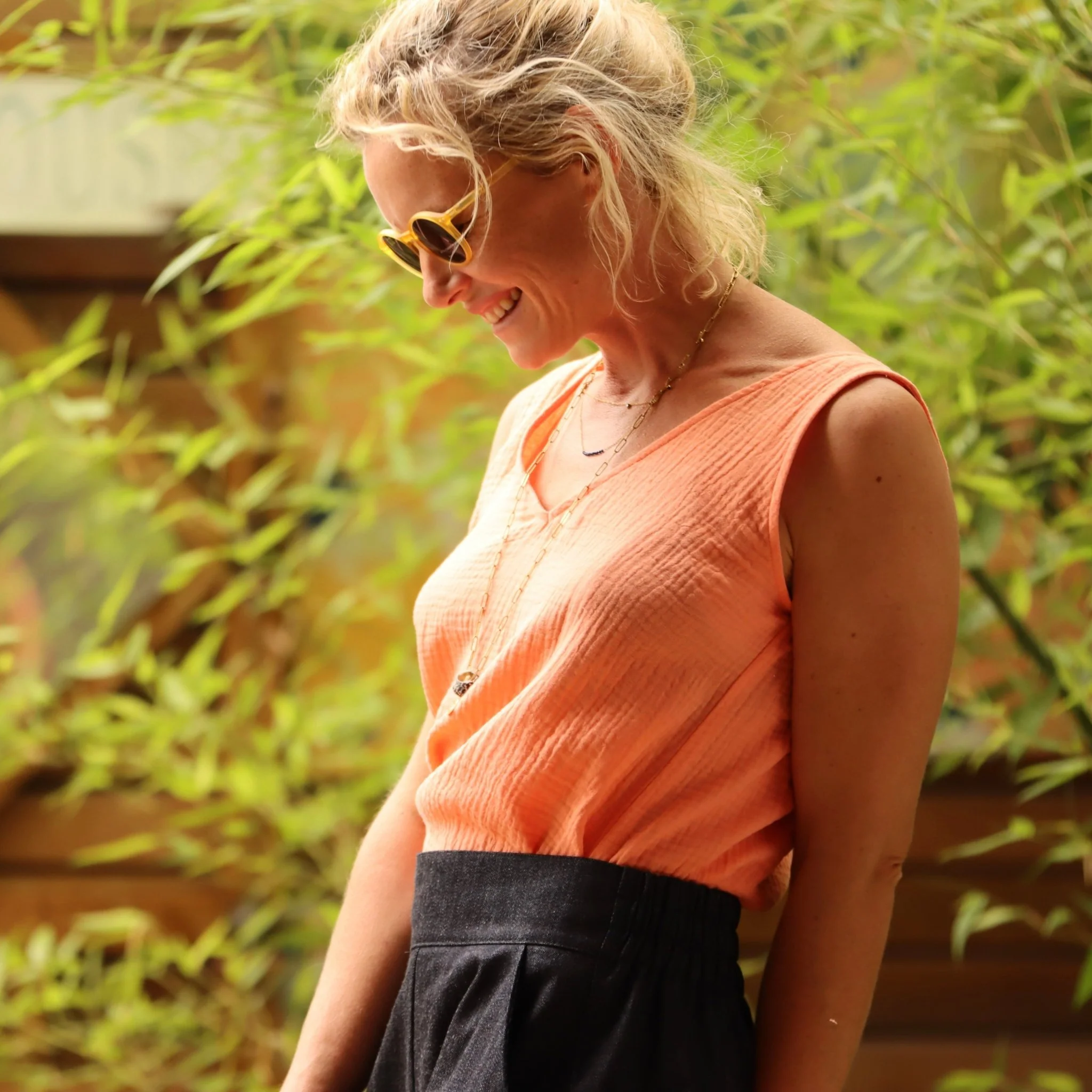 Débardeur Félicie - Double gaze de coton corail - Image 4