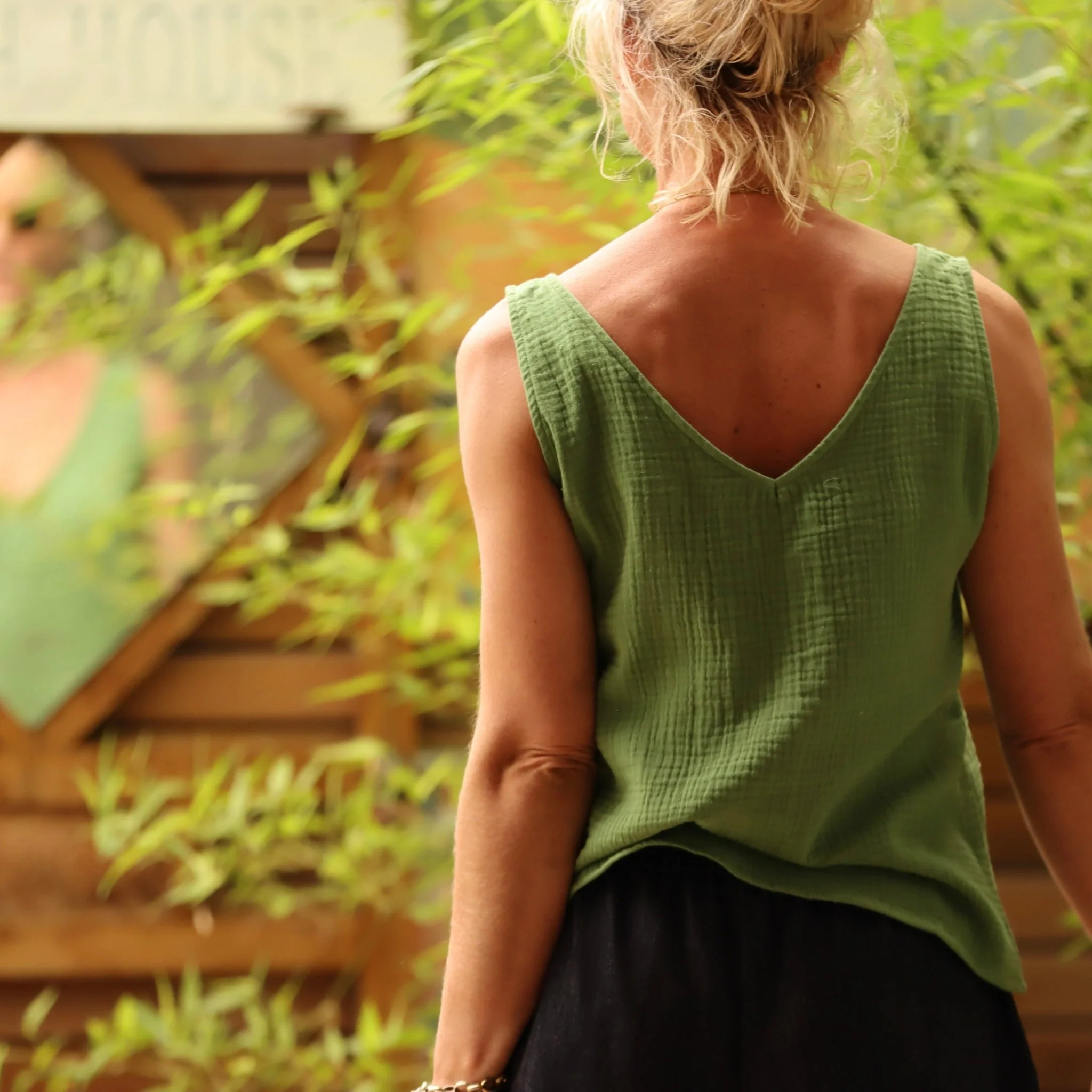 Débardeur Félicie - Double gaze de coton vert menthe - Image 3