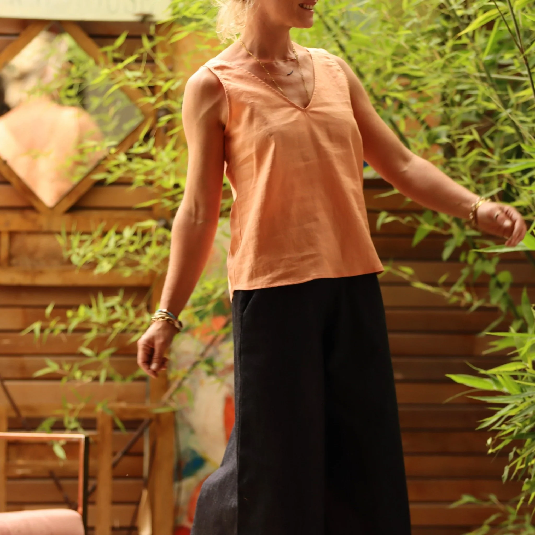 Débardeur Félicie - Lin orange pastel - Image 6