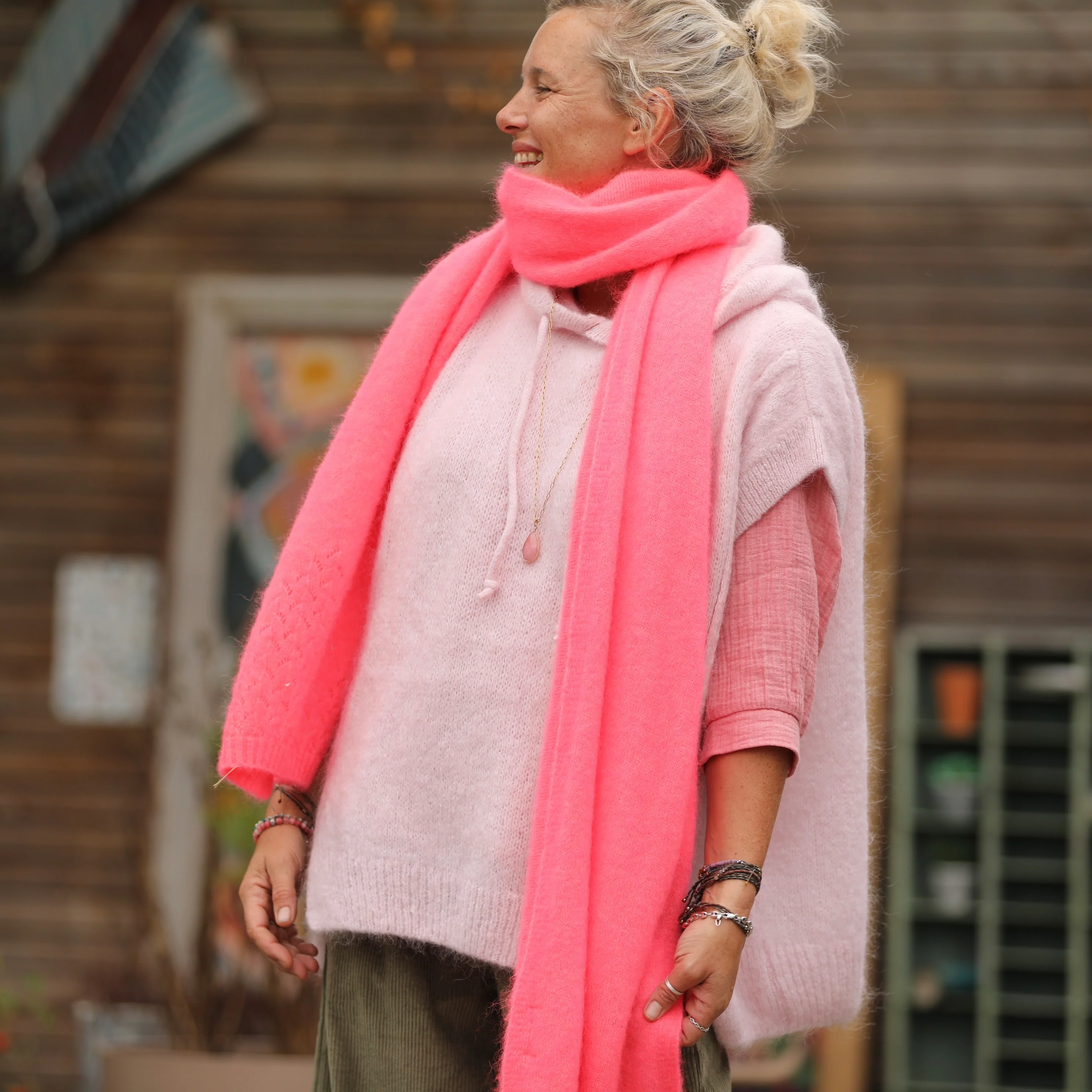 Echarpe Zénia - Rose fluo - Image 2