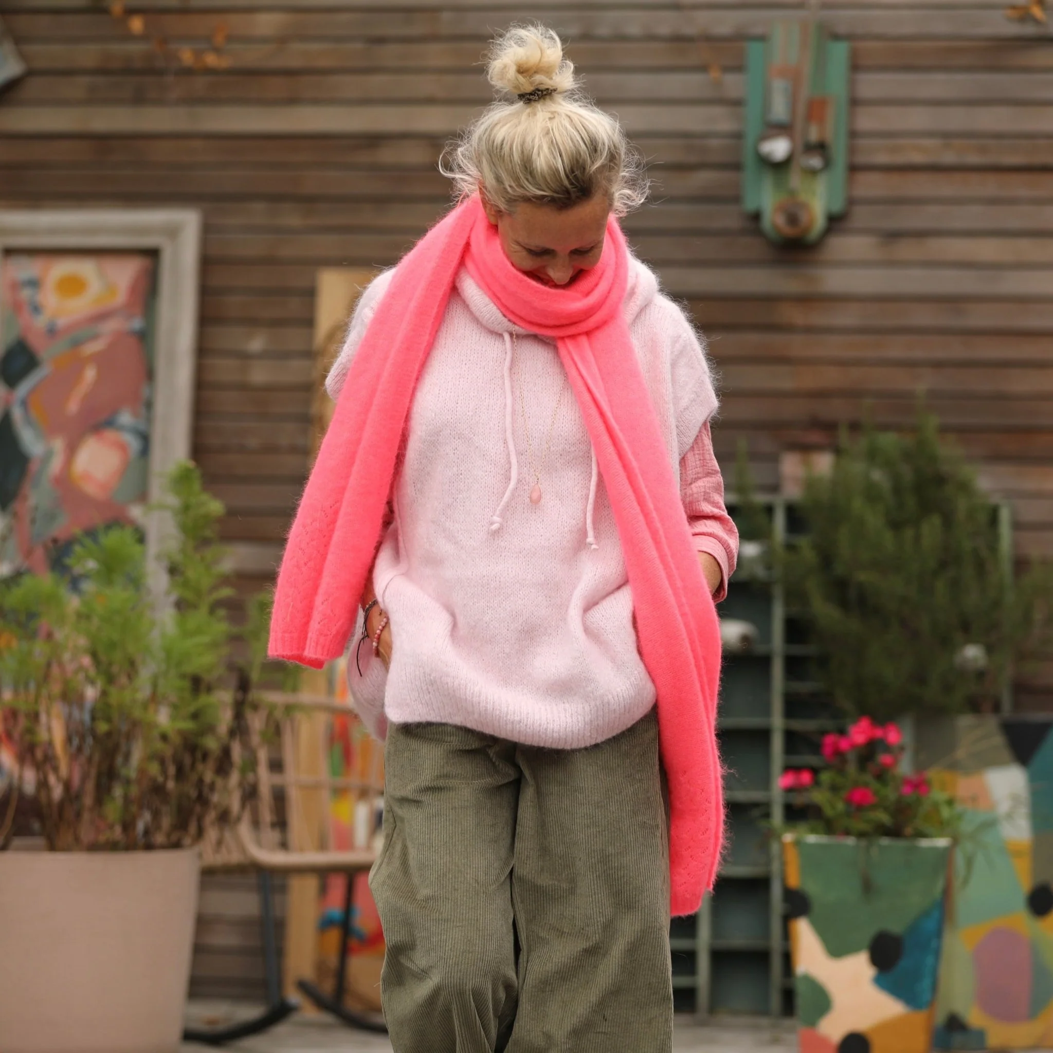 Echarpe Zénia - Rose fluo - Image 7