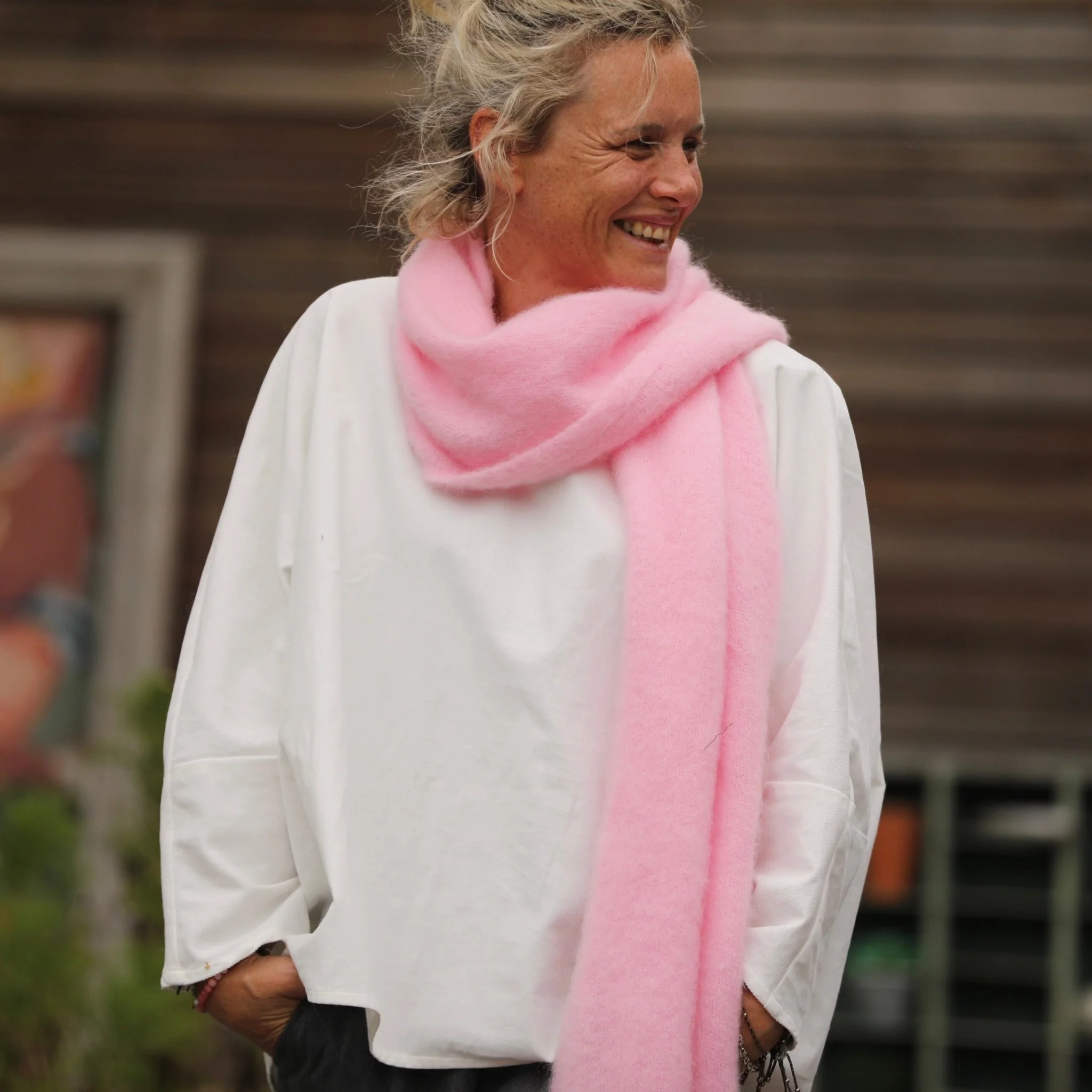 Echarpe Zénia - Rose dragé - Image 2