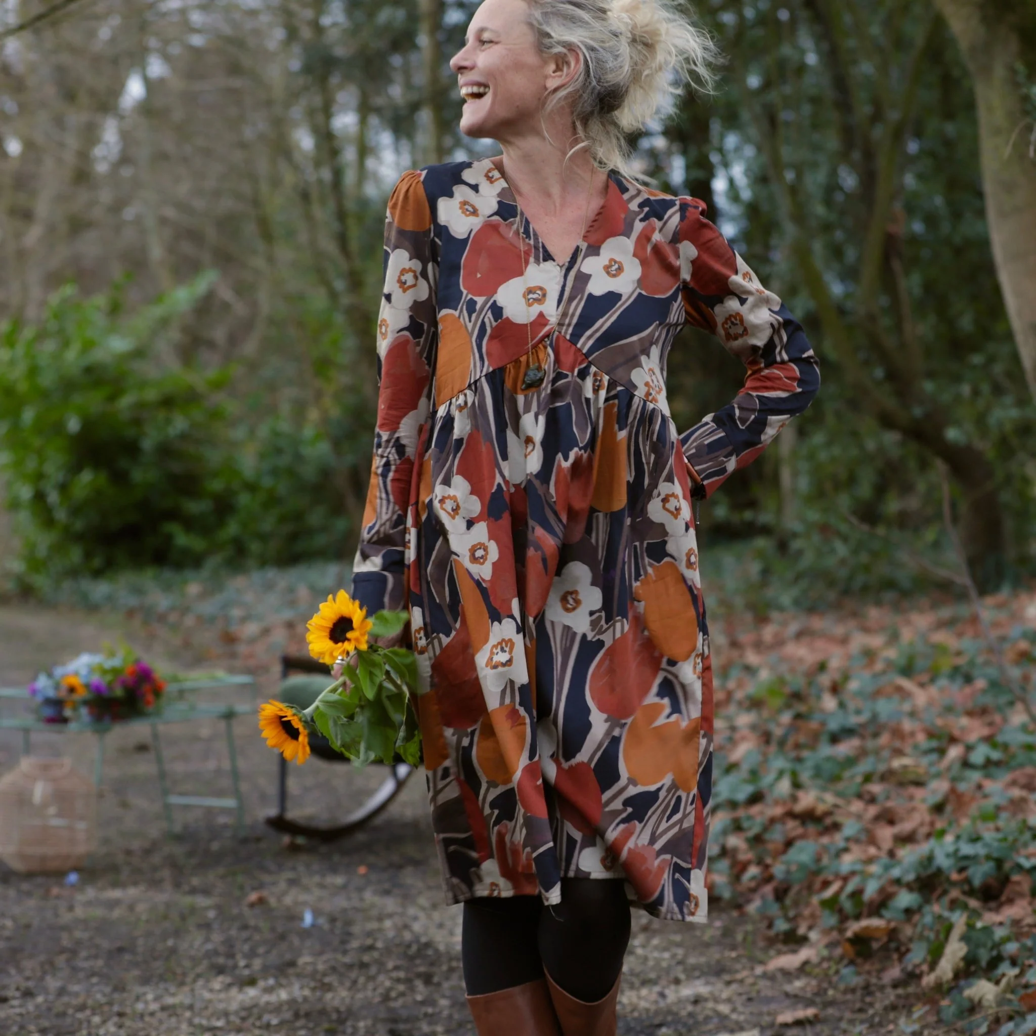 Robe Edonie coupe midi - Satin de coton Pavot Ocre - Image 8