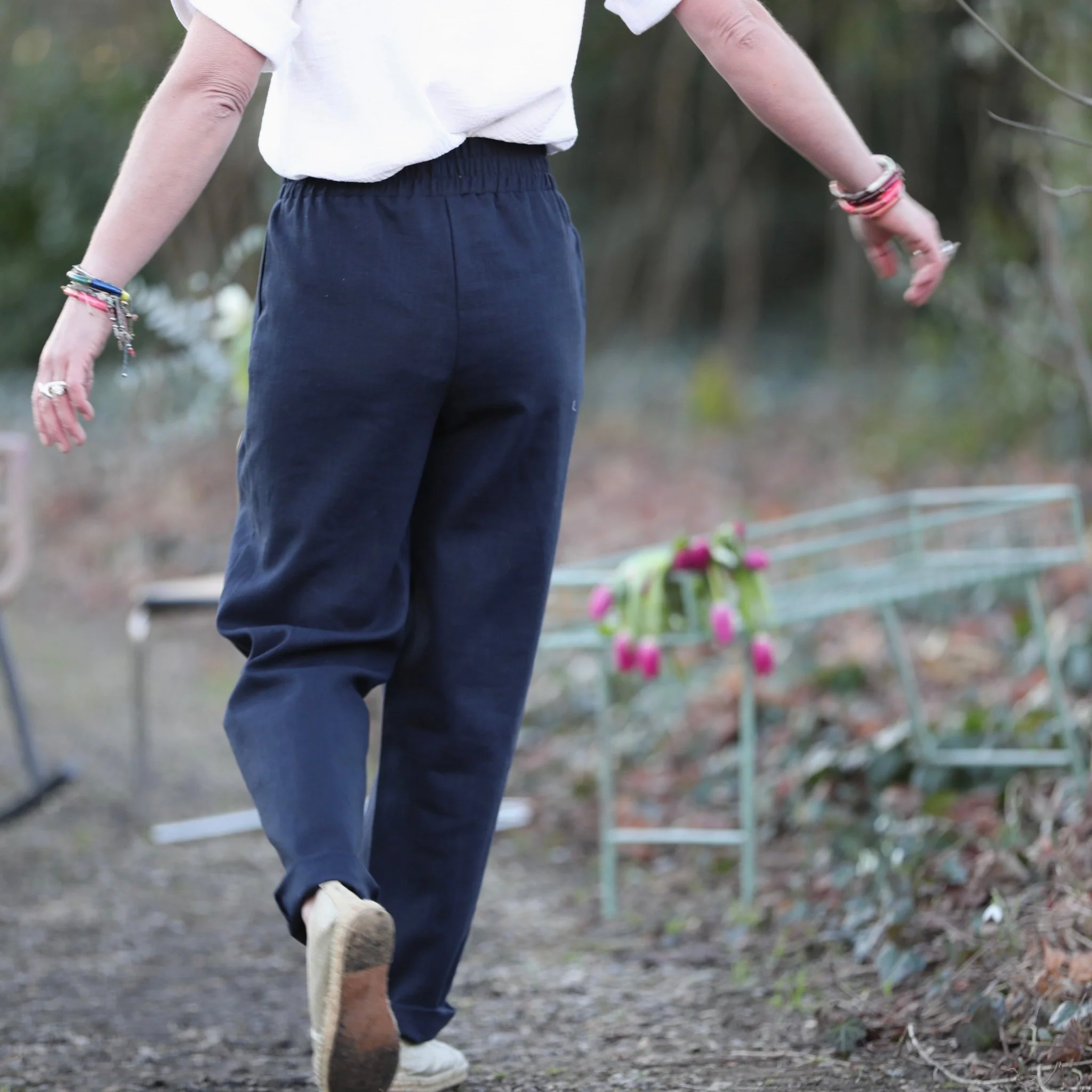 Pantalon Eliot - Lin marine - Image 3