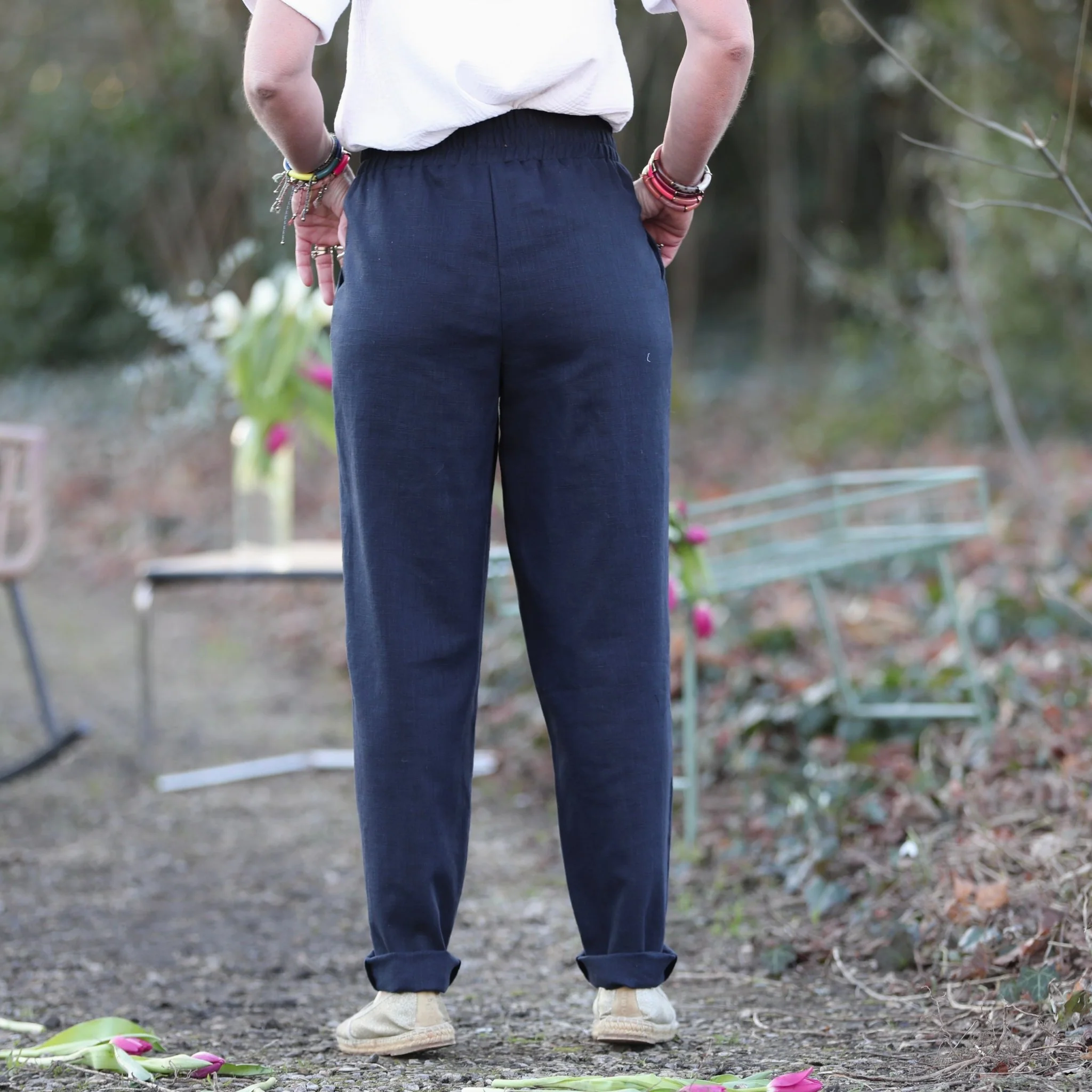 Pantalon Eliot - Lin marine - Image 6