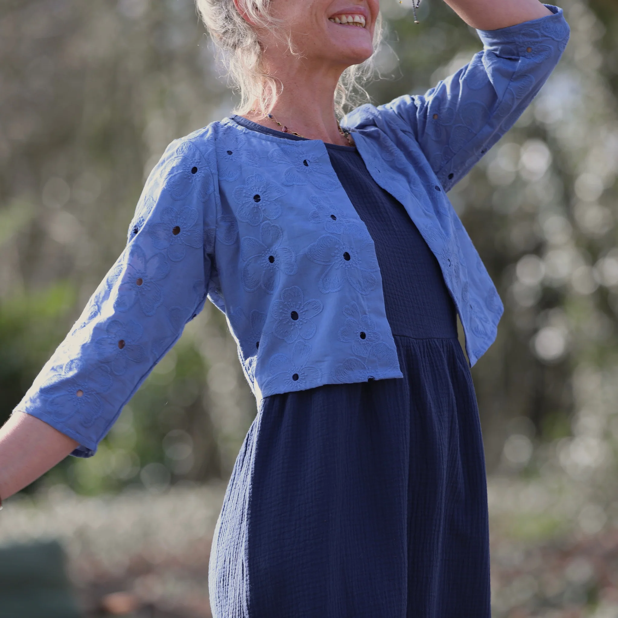 Robe Elsie - double gaze de coton bleu marine - Image 5