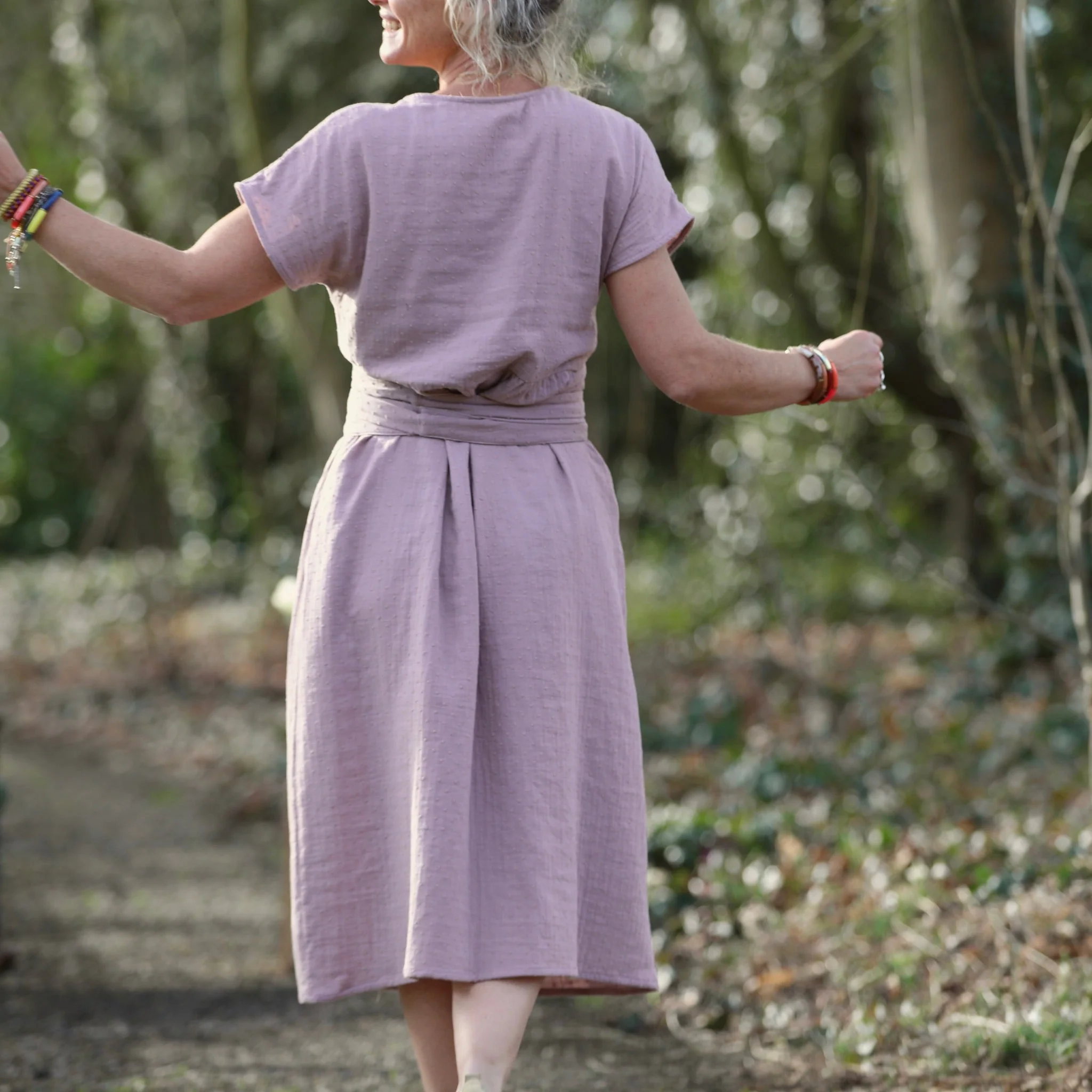 Robe Elsie - double gaze de coton plumetis bois de rose - Image 3