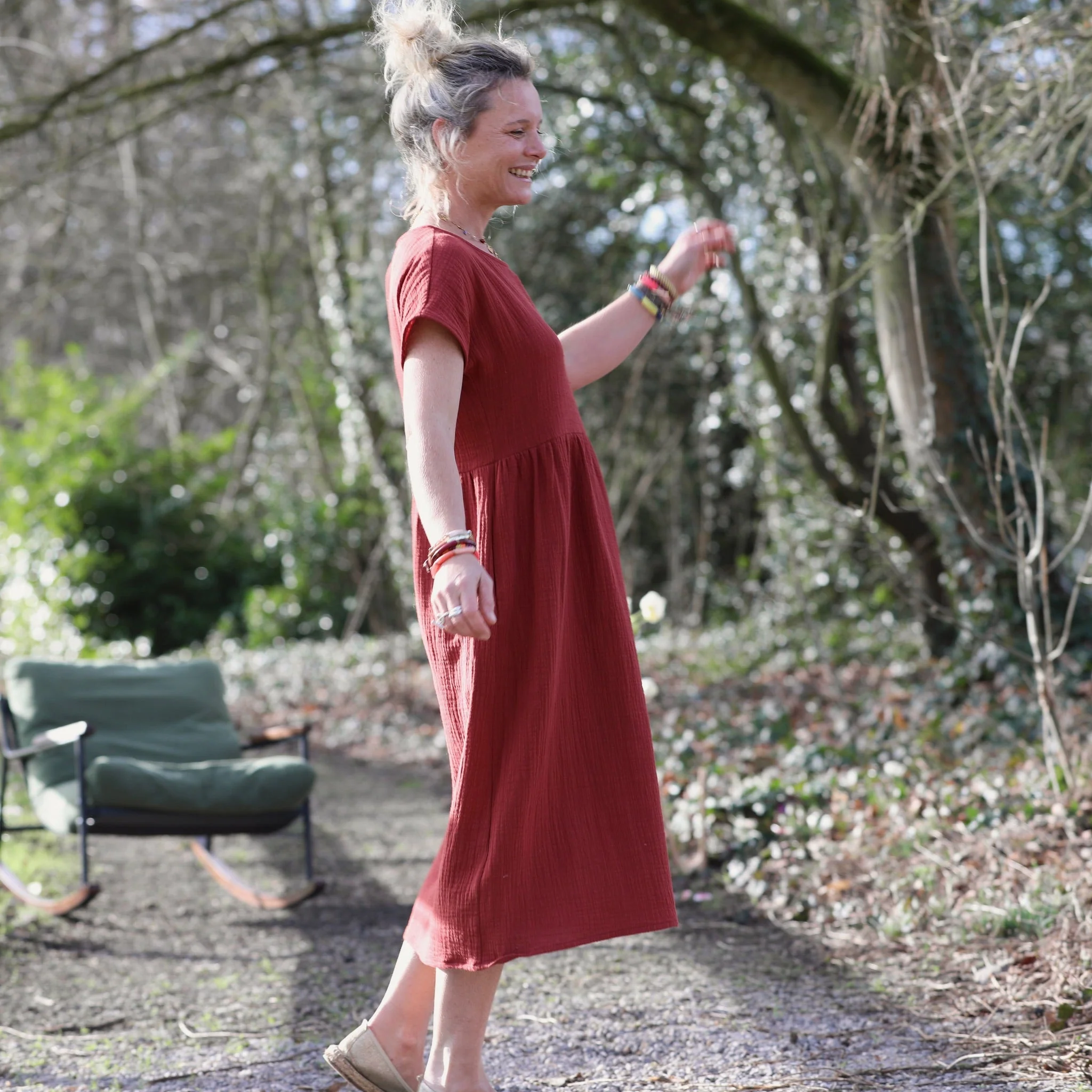 Robe Elsie - armuré/double gaze de coton Terre de Sienne - Image 8