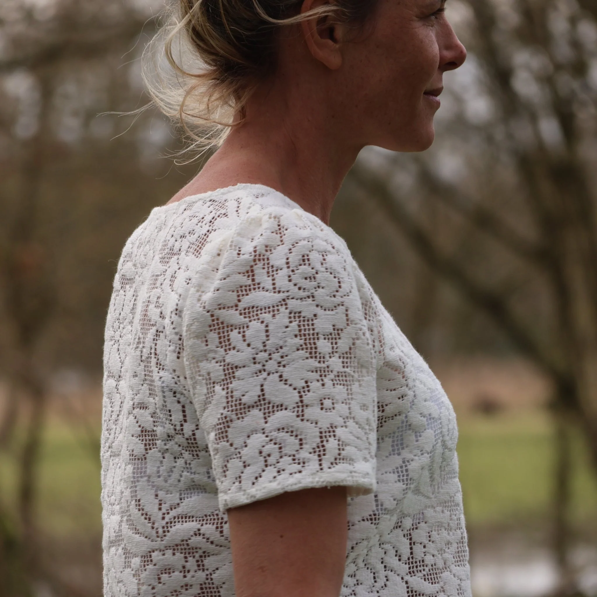 Blouse Eulalie col rond - manches courtes - bel ardillon ivoire - Image 4