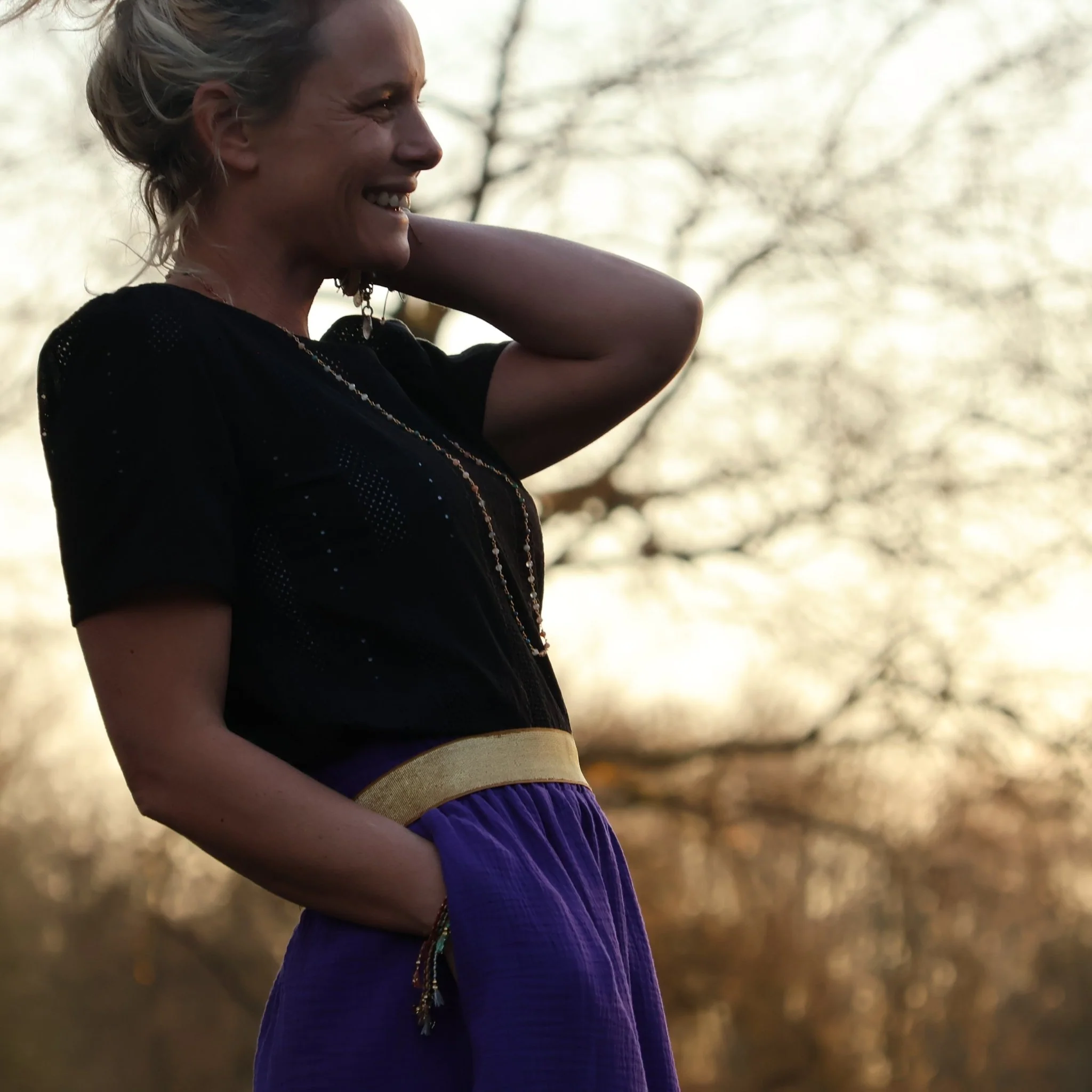 Blouse Eulalie col rond - manches courtes- broderie de coton noire - Image 9