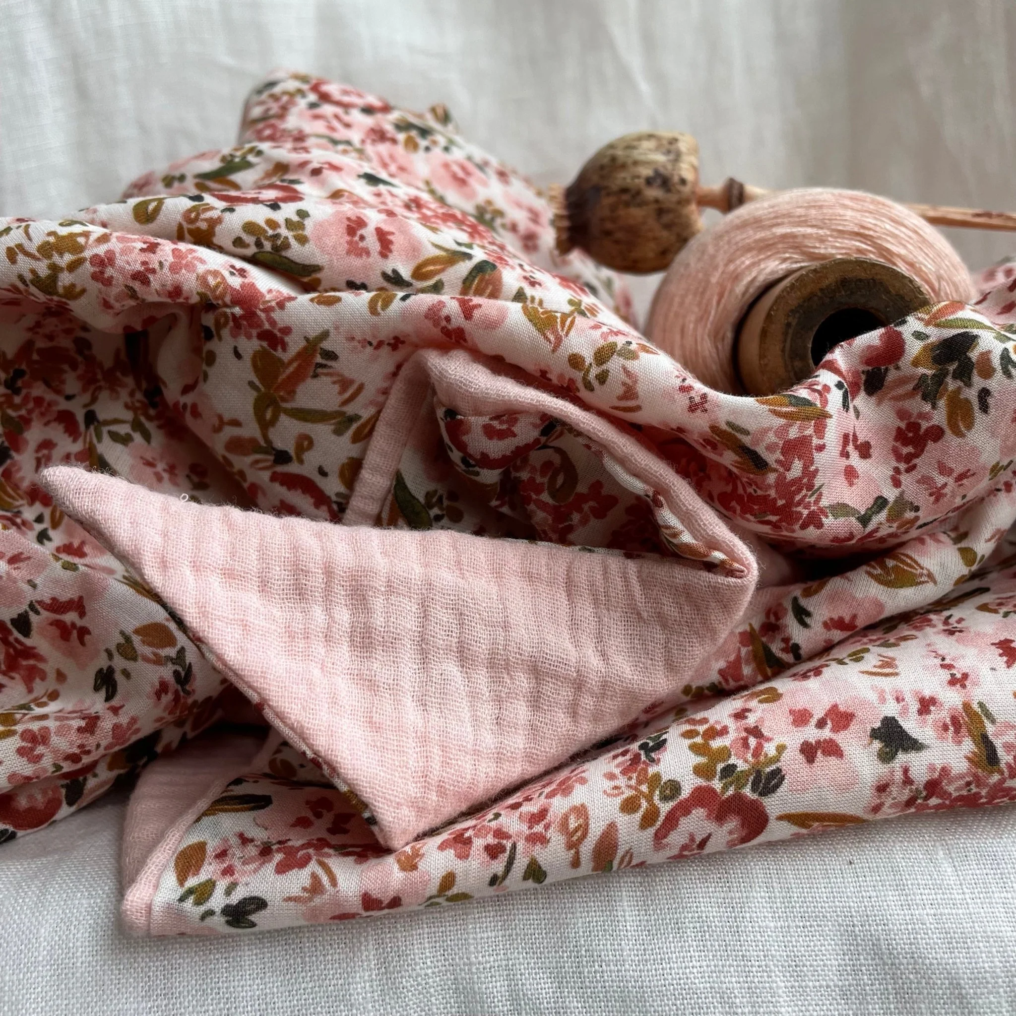 Foulard Opaline - rose mille fleurs / rose pale - Image 2