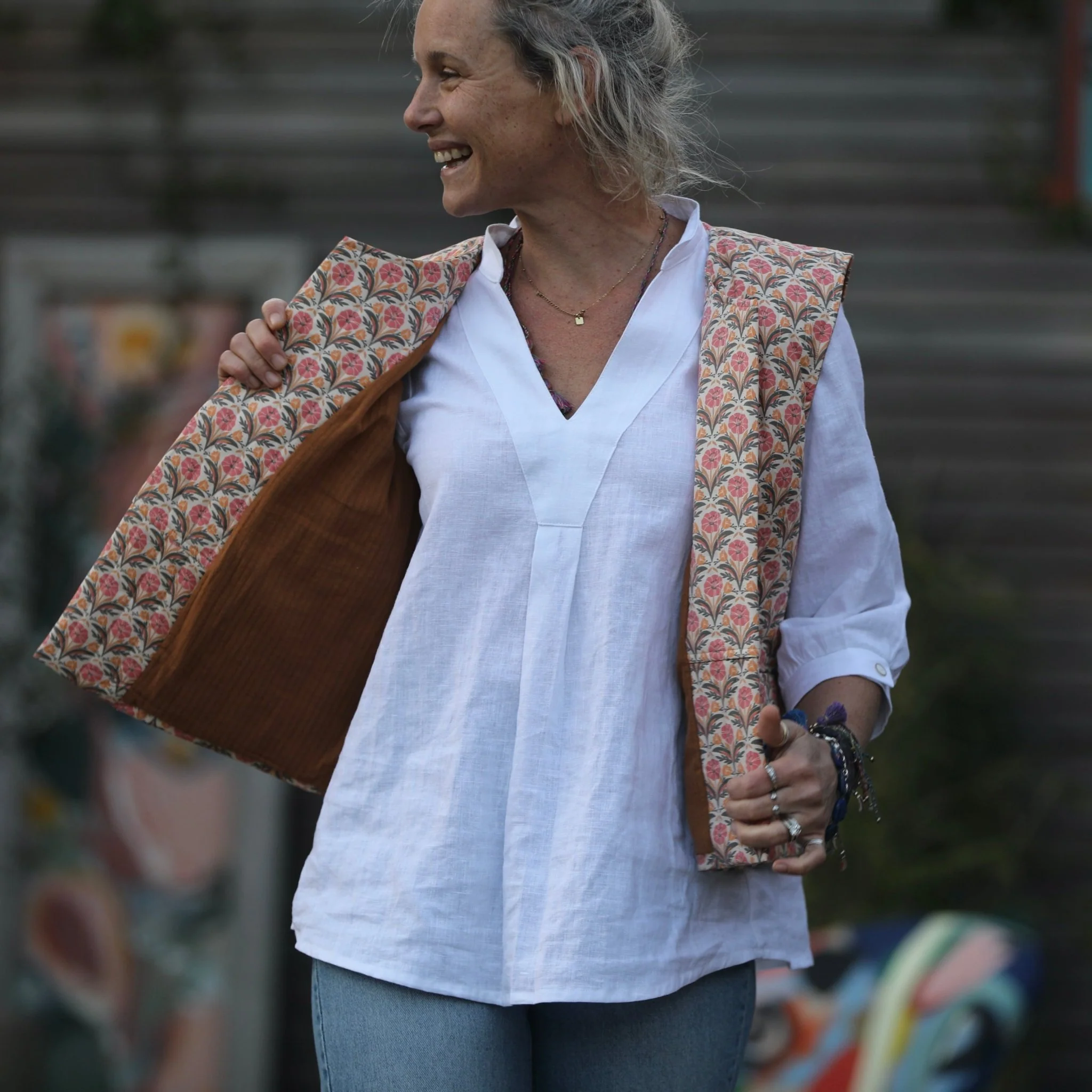 Gilet Basile matelassé en coton Jardin Mandala - Image 4