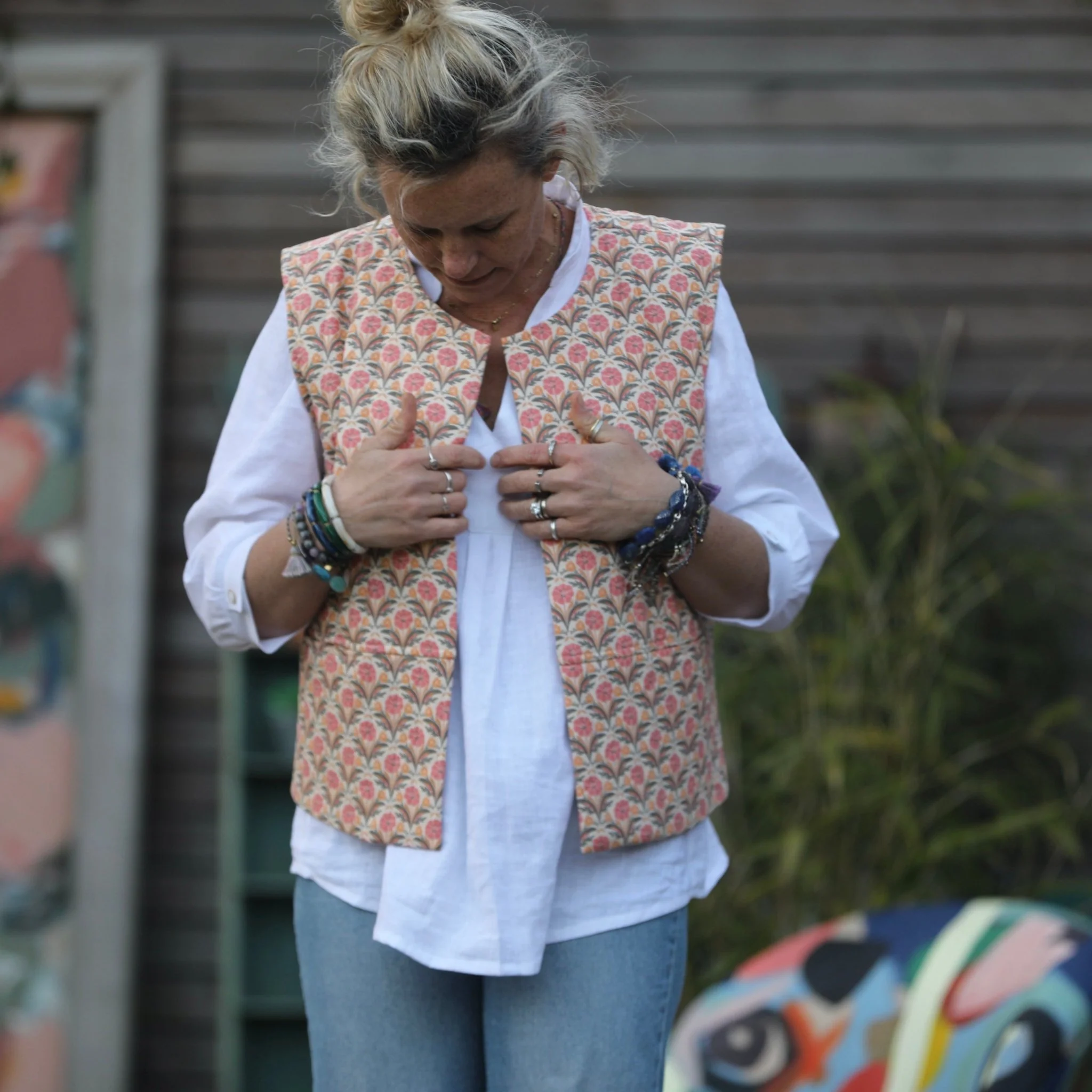 Gilet Basile matelassé en coton Jardin Mandala - Image 5