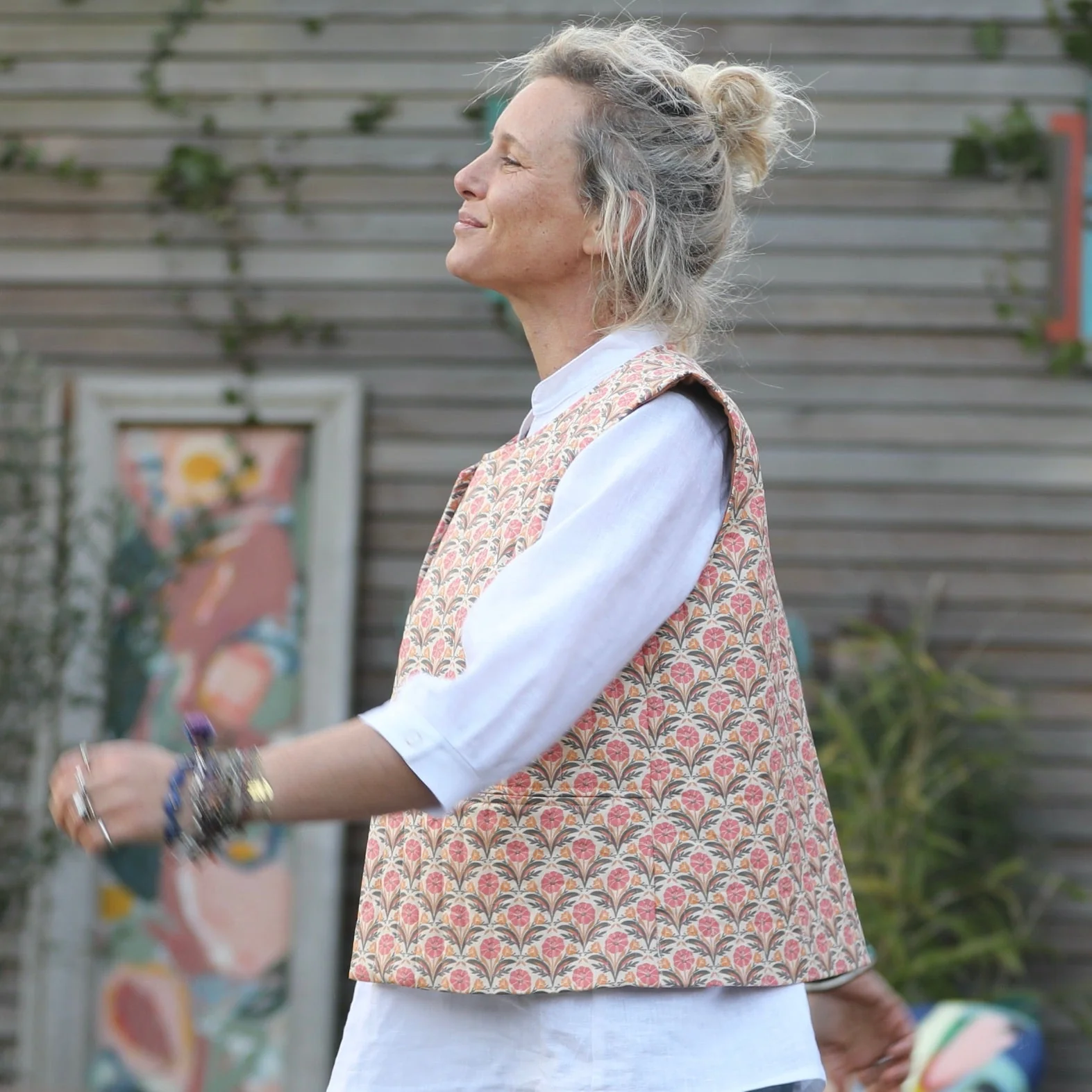 Gilet Basile matelassé en coton Jardin Mandala - Image 7