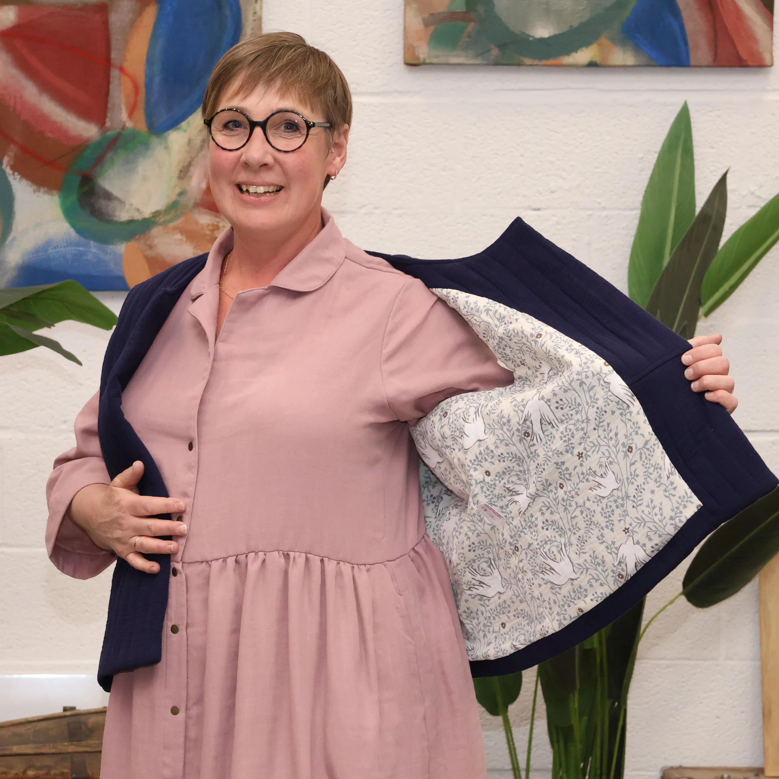 Gilet Basile matelassé en double gaze de coton bleu nuit - Image 8