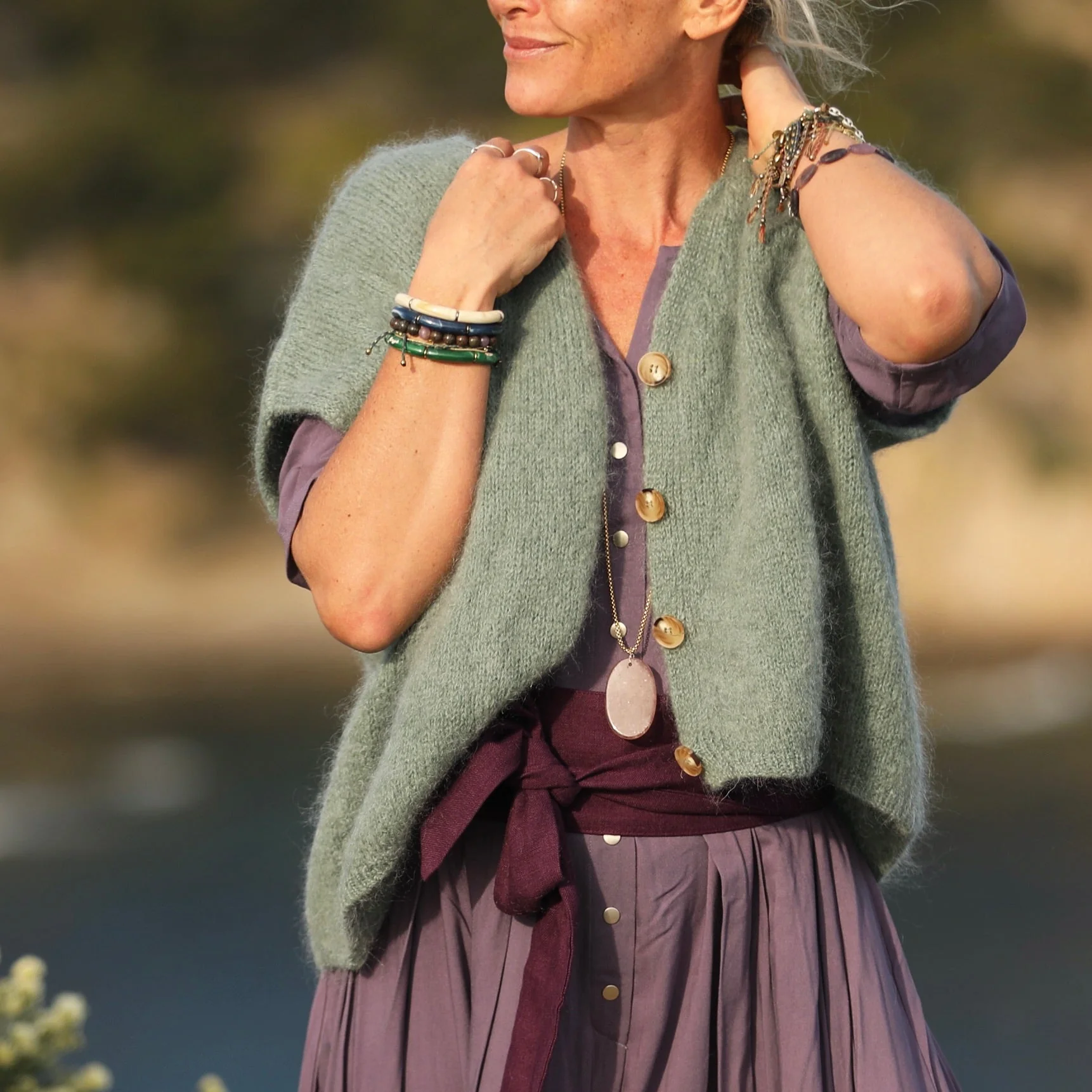 Gilet Benjamine vert céladon