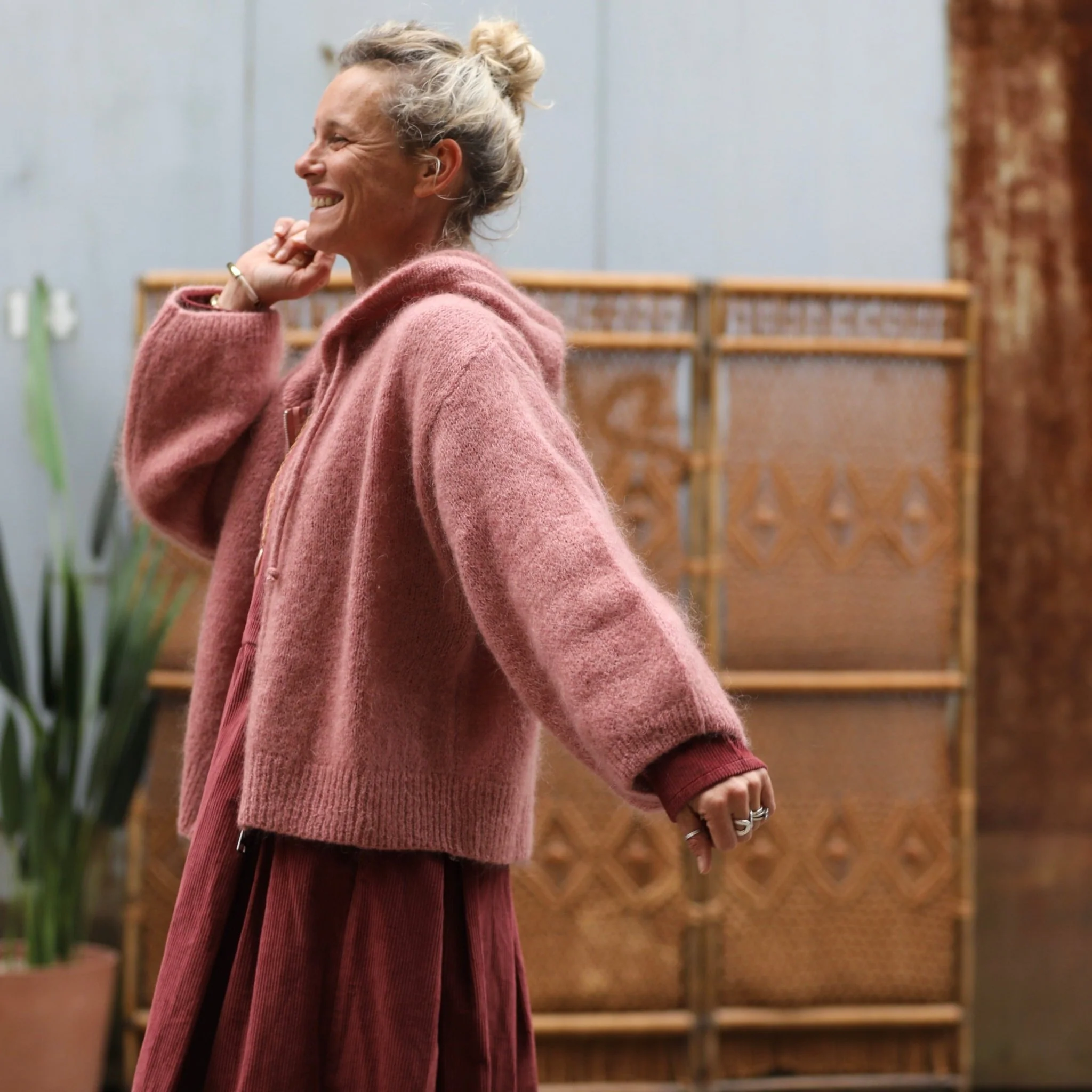 Gilet capuche Tulia - Rose boisé - Image 9