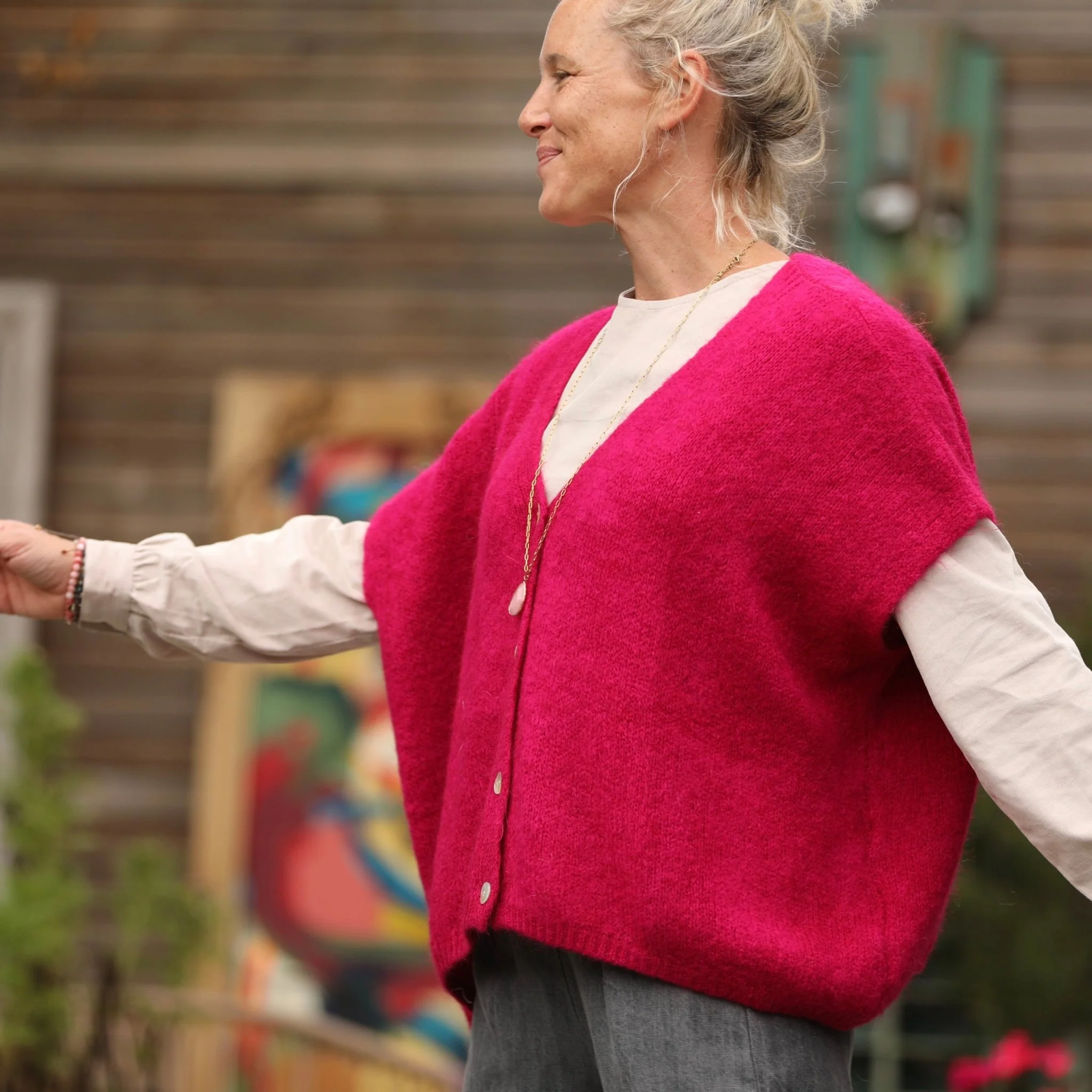 Gilet Claudia - Framboise - Image 3