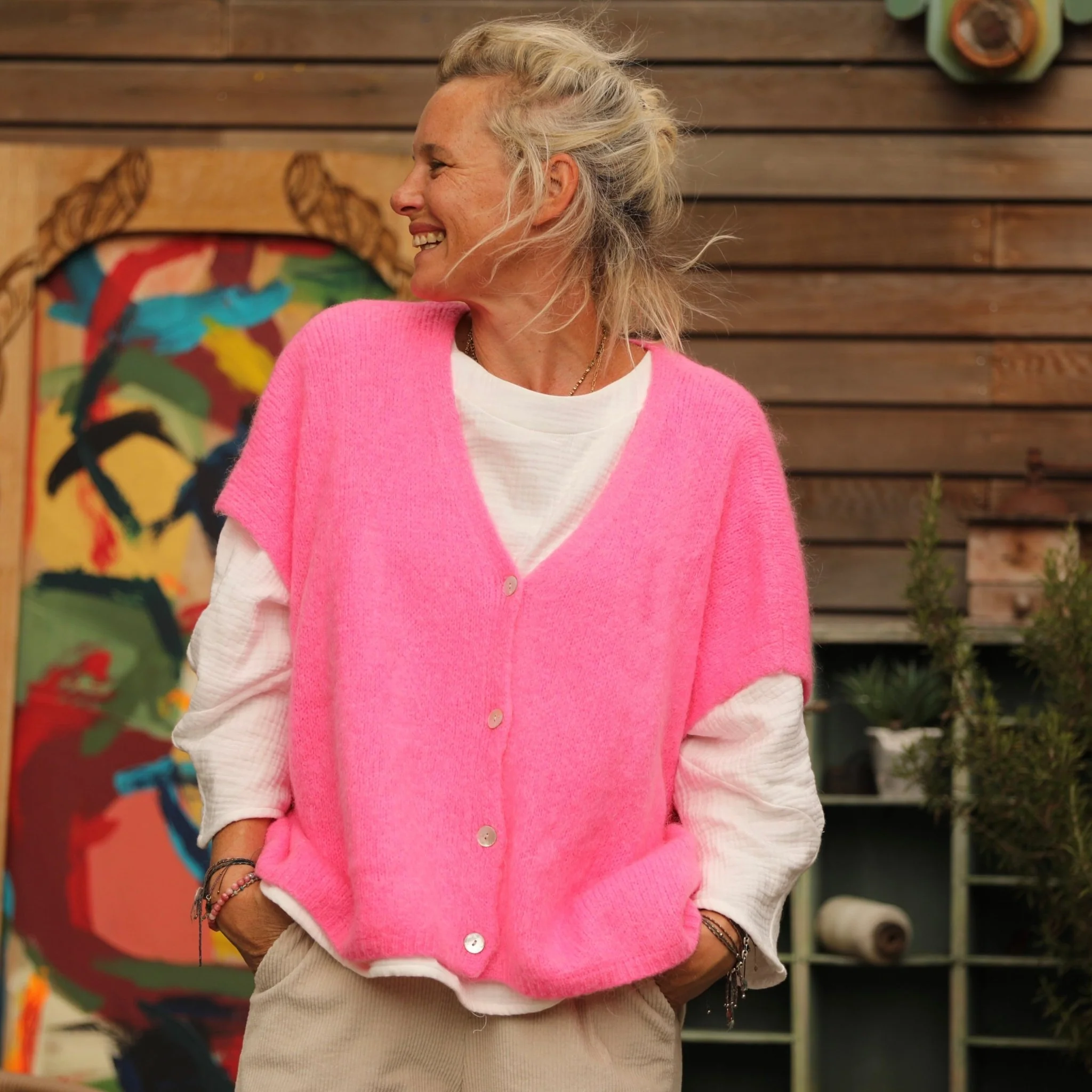 Gilet Claudia - Rose fluo - Image 4