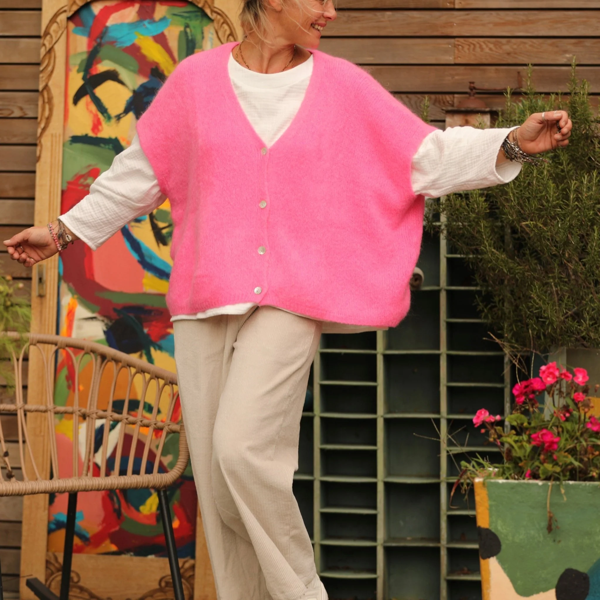 Gilet Claudia - Rose fluo - Image 5