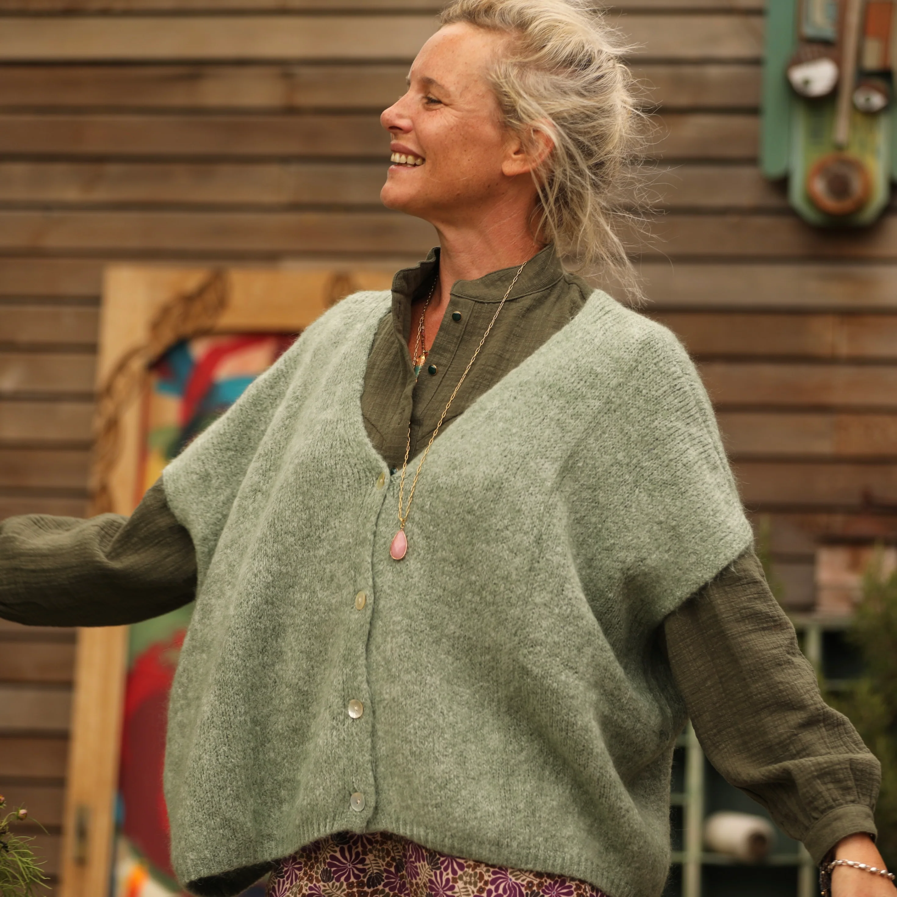 Gilet Claudia - Vert mousse