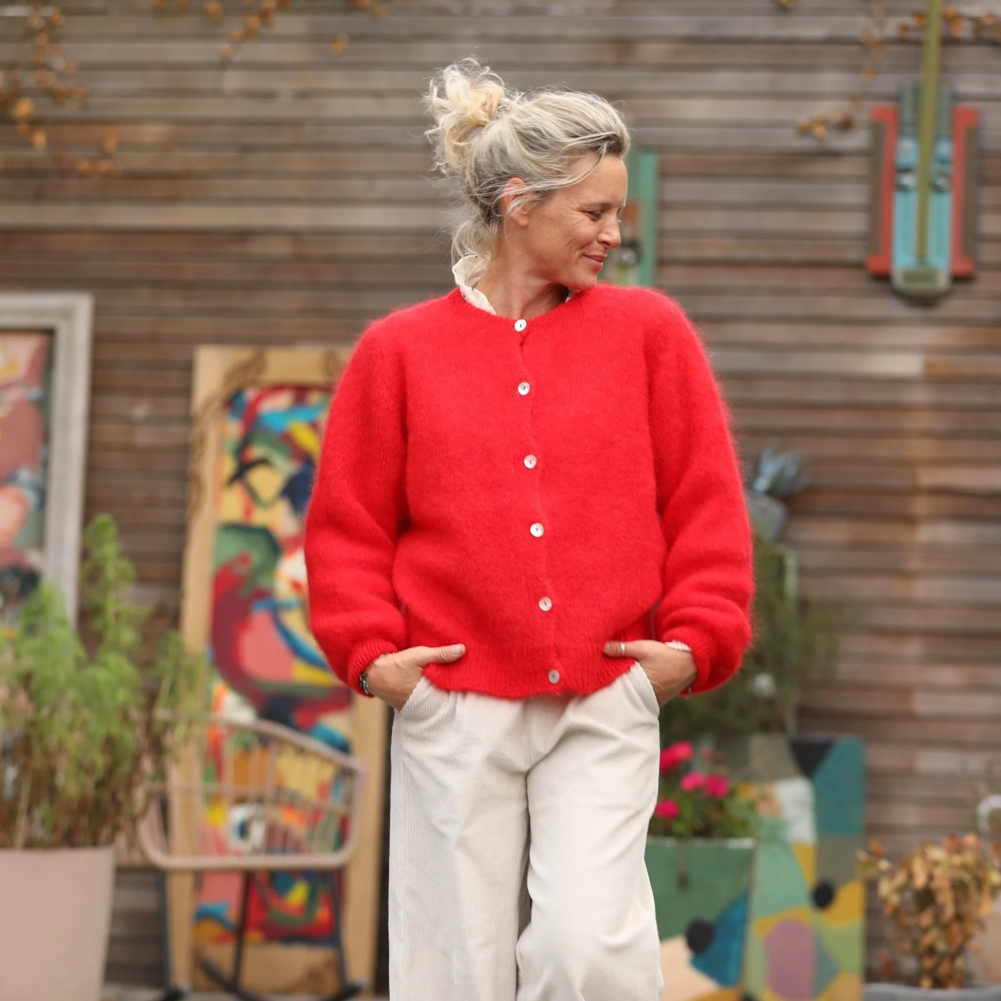 Gilet Sélène -Rouge éclat - Image 5