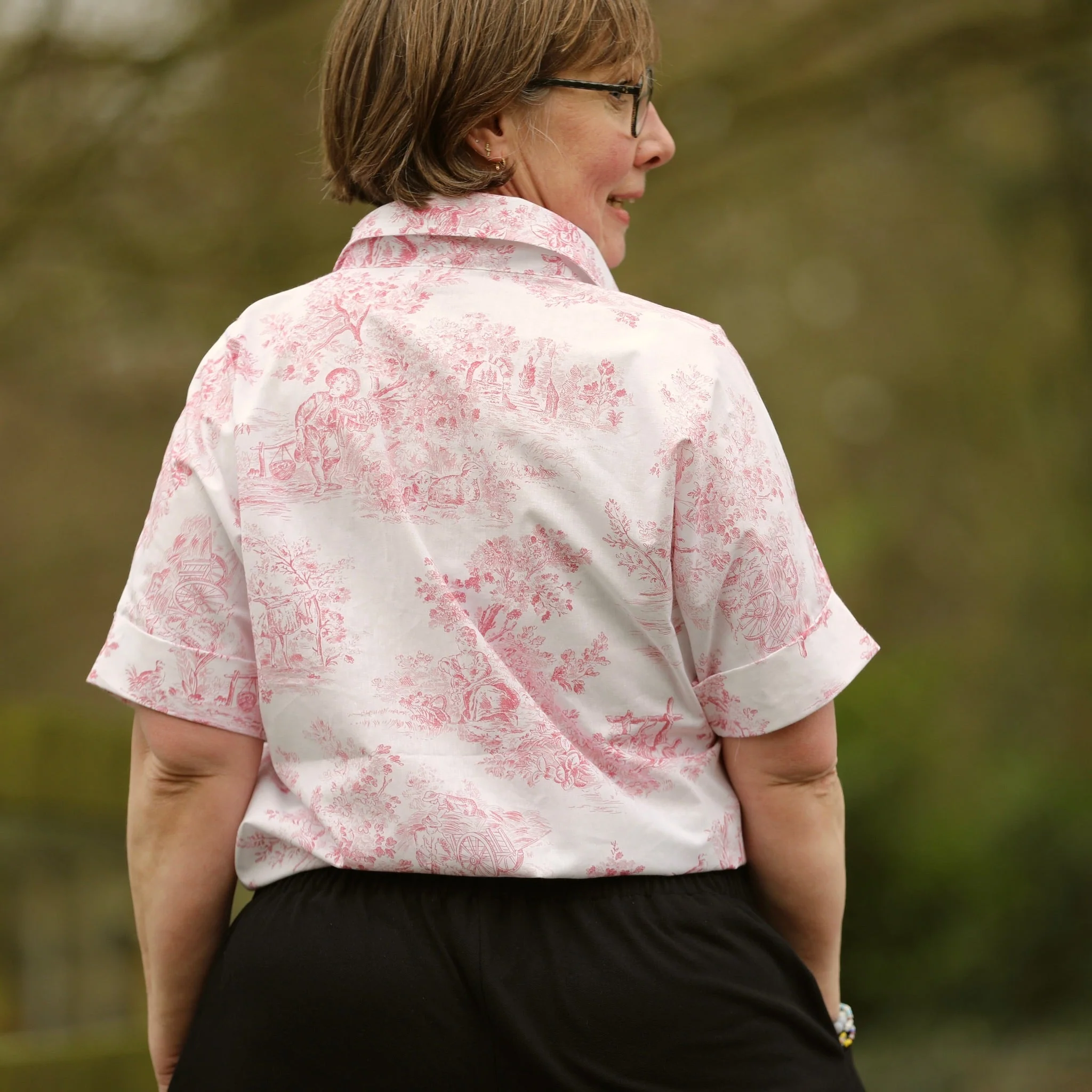 Chemise Honorine - Toile de Jouy framboise - Image 7