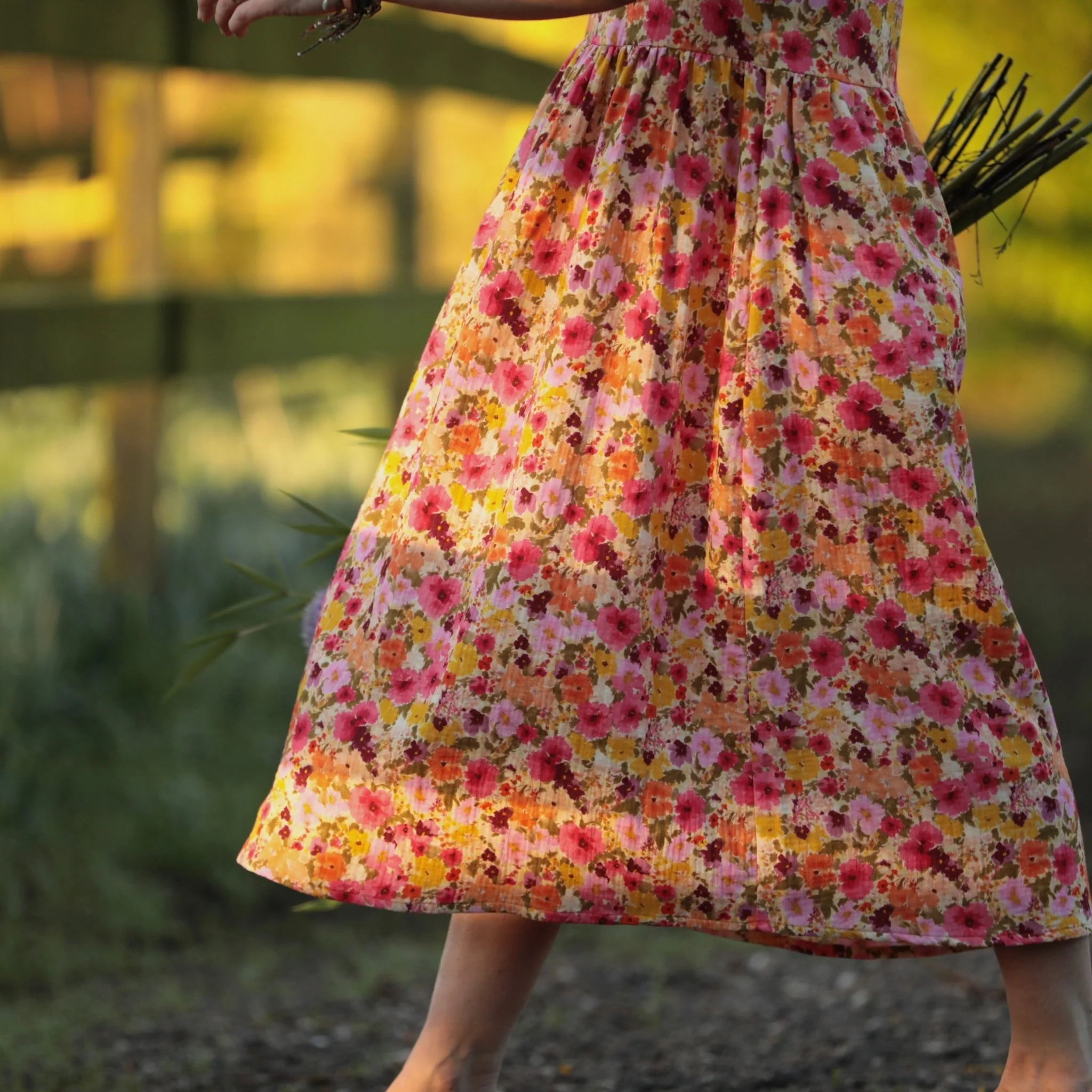 Robe Juliette - Double gaze de coton “Fleurs en Feu” - Image 4