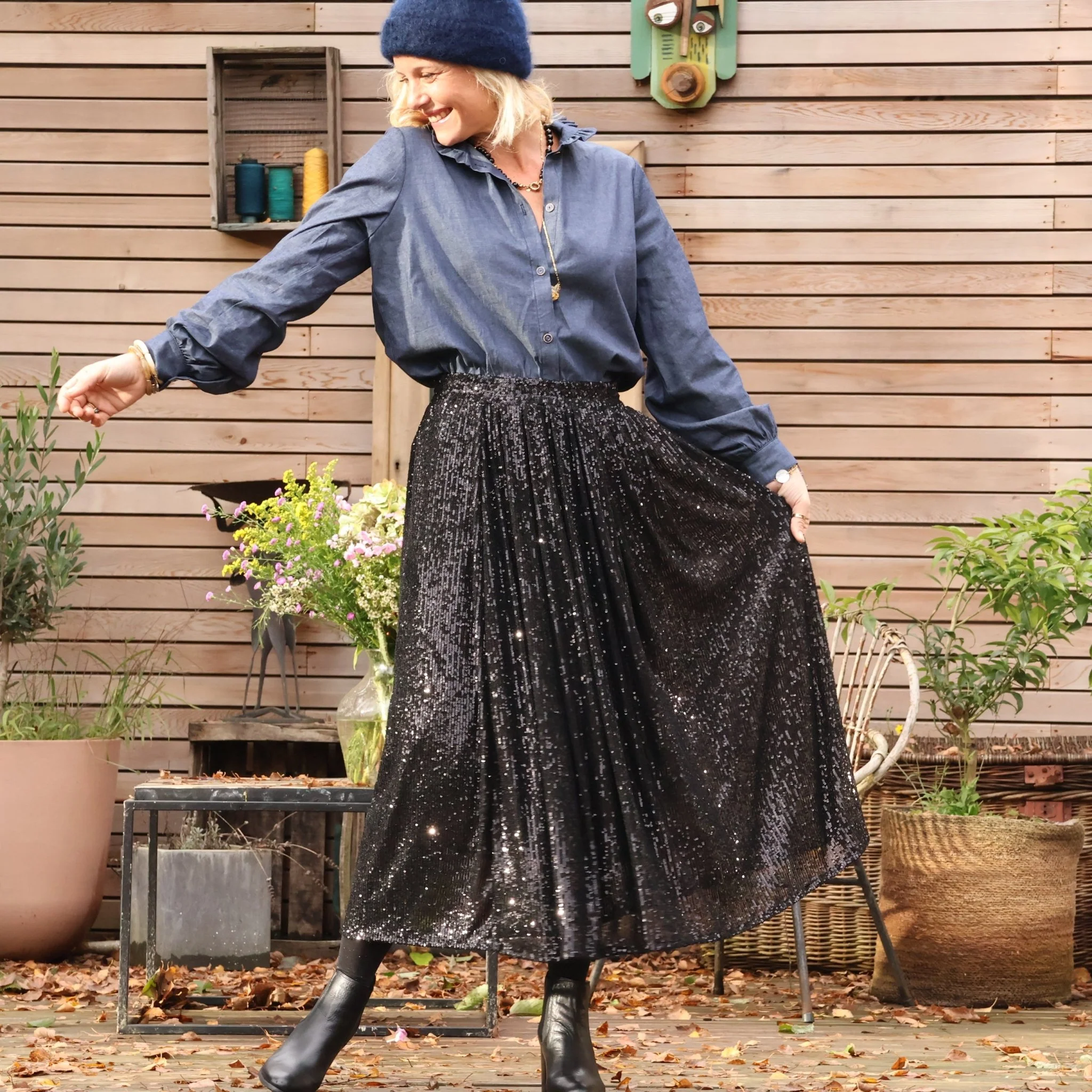 Jupe Amalia sequins noirs
