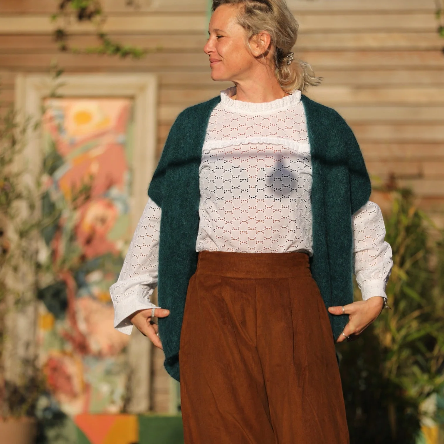 Jupe culotte Arielle en velours milleraies écureuil - Image 3