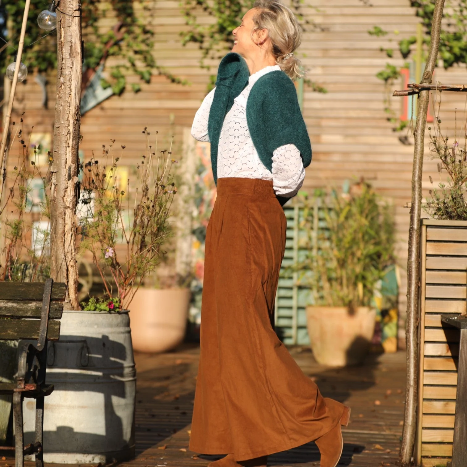 Jupe culotte Arielle en velours milleraies écureuil - Image 4