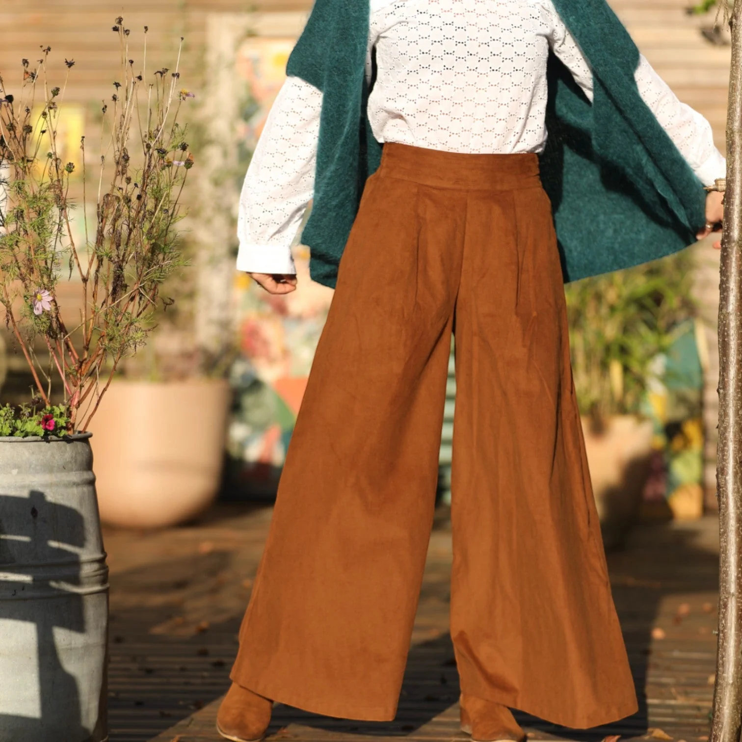 Jupe culotte Arielle en velours milleraies écureuil - Image 5